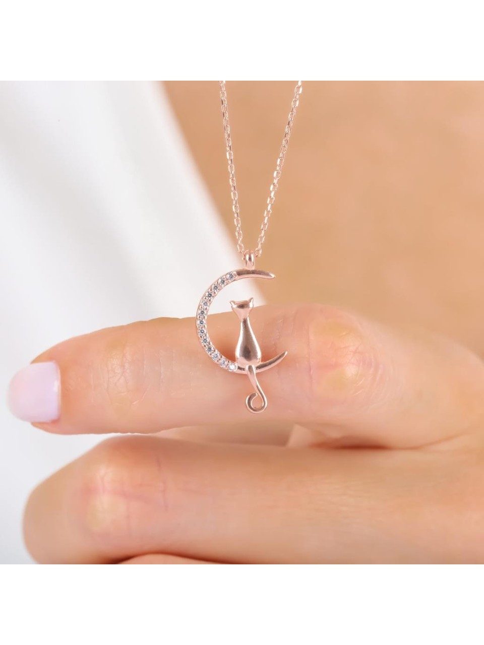 Nisan Ketten und Armband Set, Kette mit Katze und Halbmond – 925er Silber, günstig online kaufen