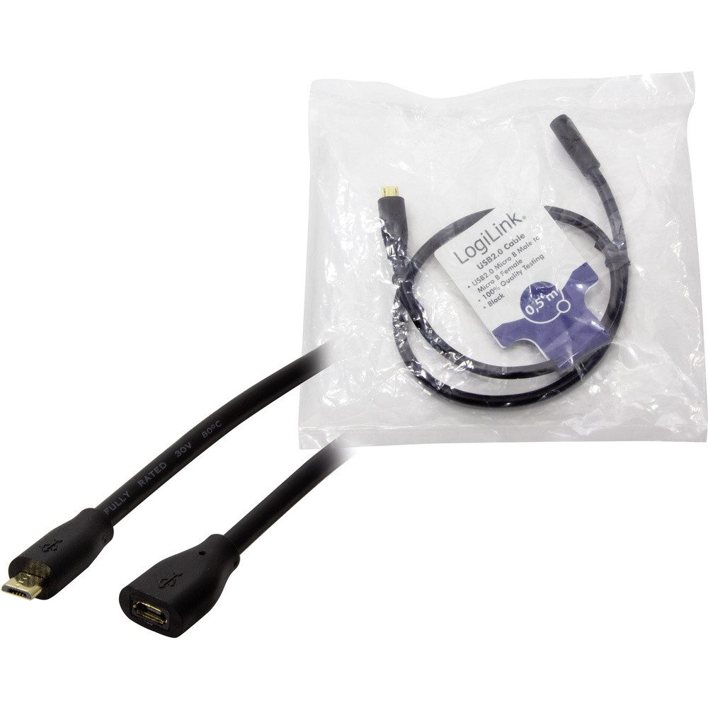 LogiLink LogiLink USB-Kabel USB 2.0 USB-Micro-B Stecker, USB-Micro-B Buchse 0. USB-Kabel, (50.00 cm)
