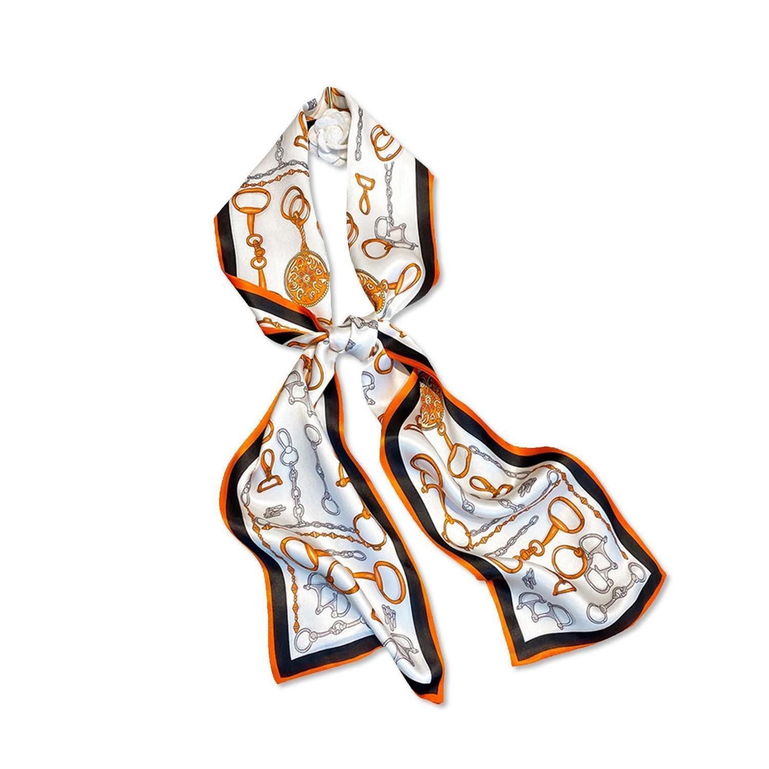 LuxusKollektion Seidenschal Seidenschal Geometrisch Orange Kette, (1-St)