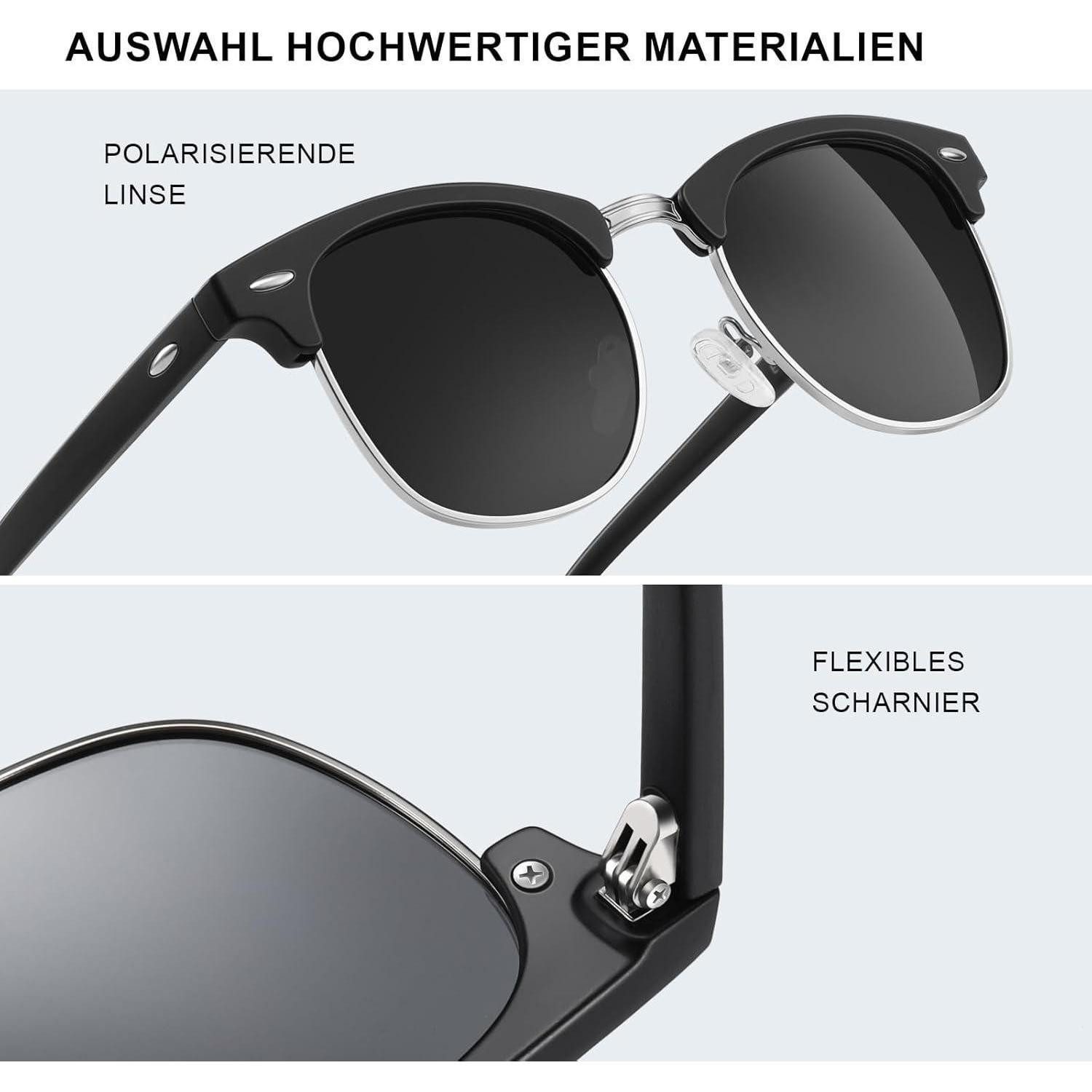 LuxusKollektion Retrosonnenbrille Sonnenbrille Polarisiert Halbrahmen UV400 7-sand Schwarz-grüner