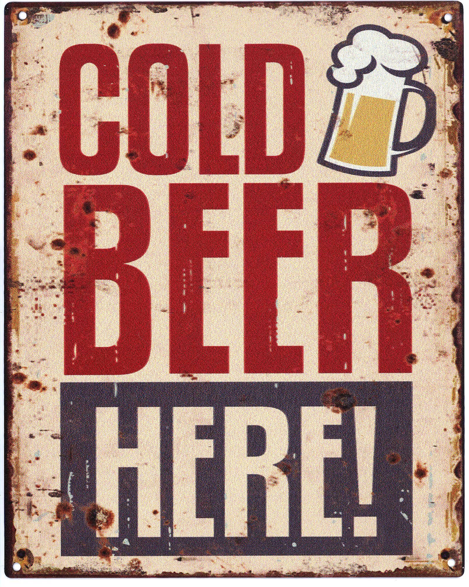 Metallschild Blechschild Cold Beer Here