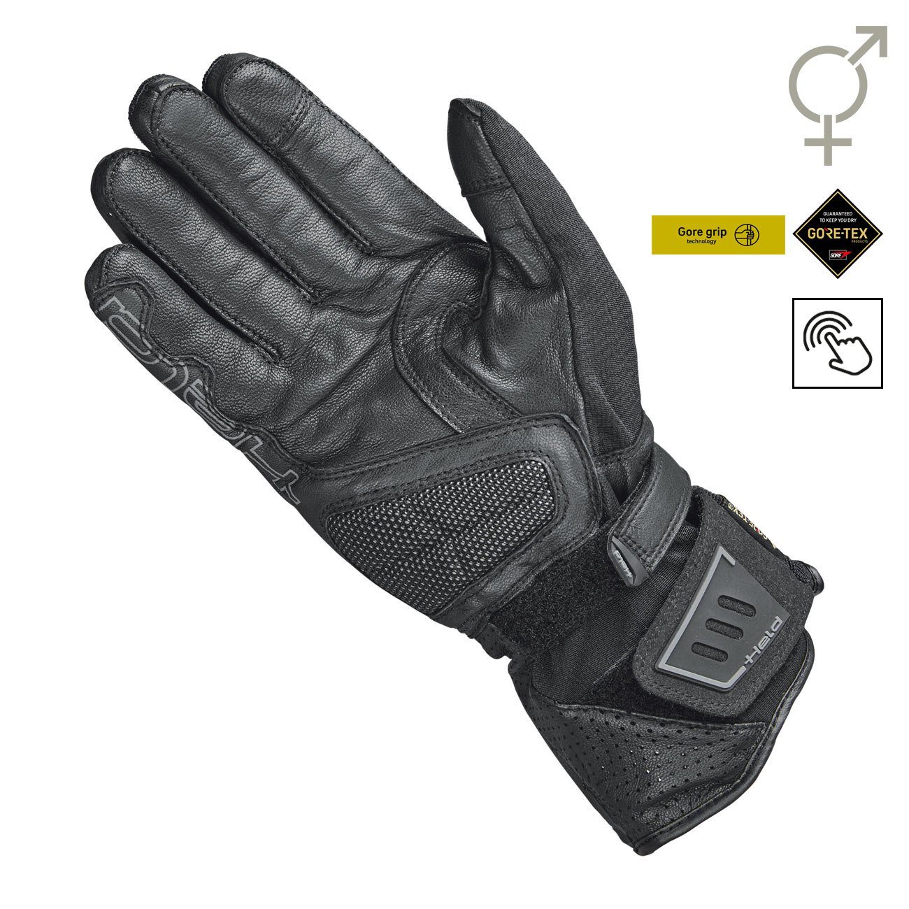 Held Spezialsteppnaht Handschuh 4.0 druckfreies Herren Gore-Tex für schwarz Biker Membran, Lederhandschuh optimales, Motorradhandschuhe Fashion Held Gefühl wasserdichter mit Score