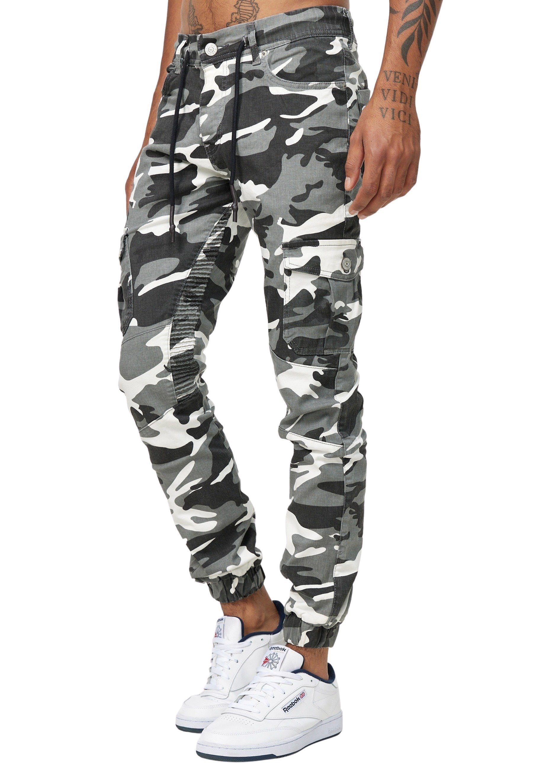 Slim Herren Camouflage Code47 Slim Jeans Männer Chinohose Hose Slim-fit-Jeans 3207C Weiß Fit Designer Chino