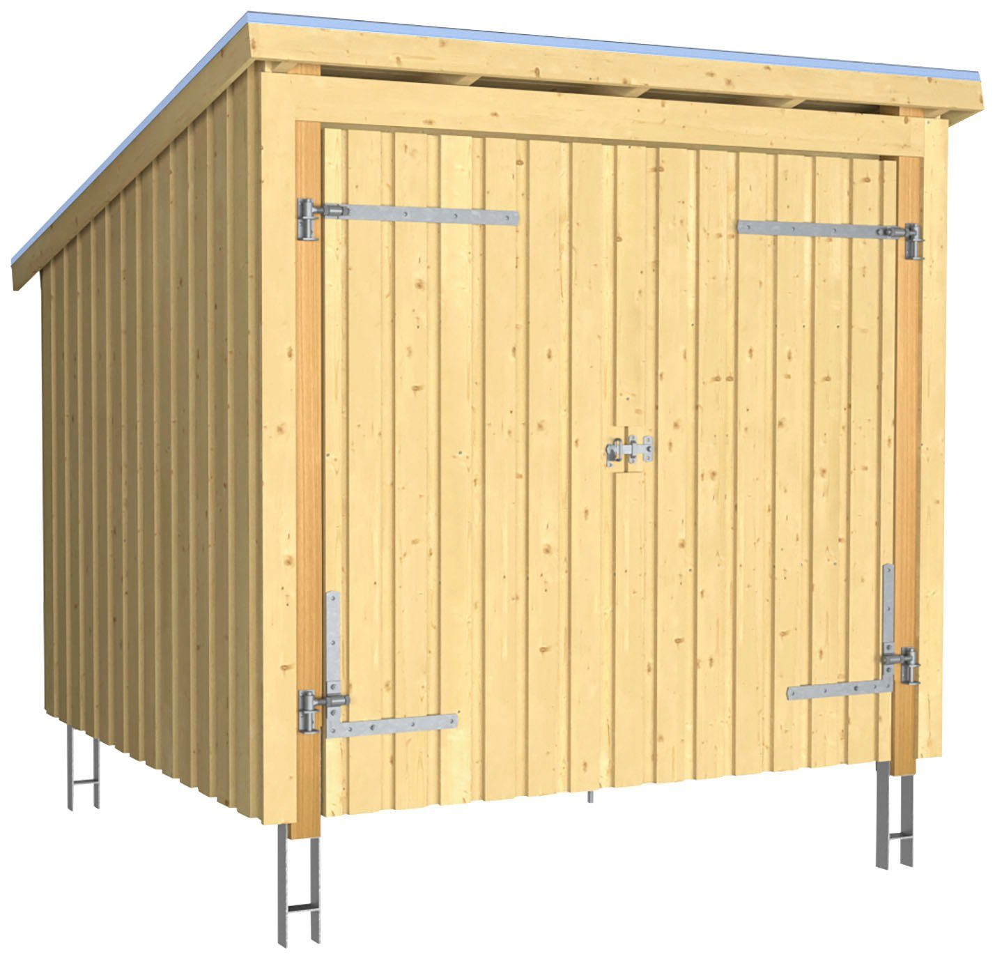 PLUS Gartenhaus Nordic, BxT: 218x229 cm, (Packung), Fahrradunterstand mit Doppeltür, inkl. Dachpappe/Aluleisten/H-Füße