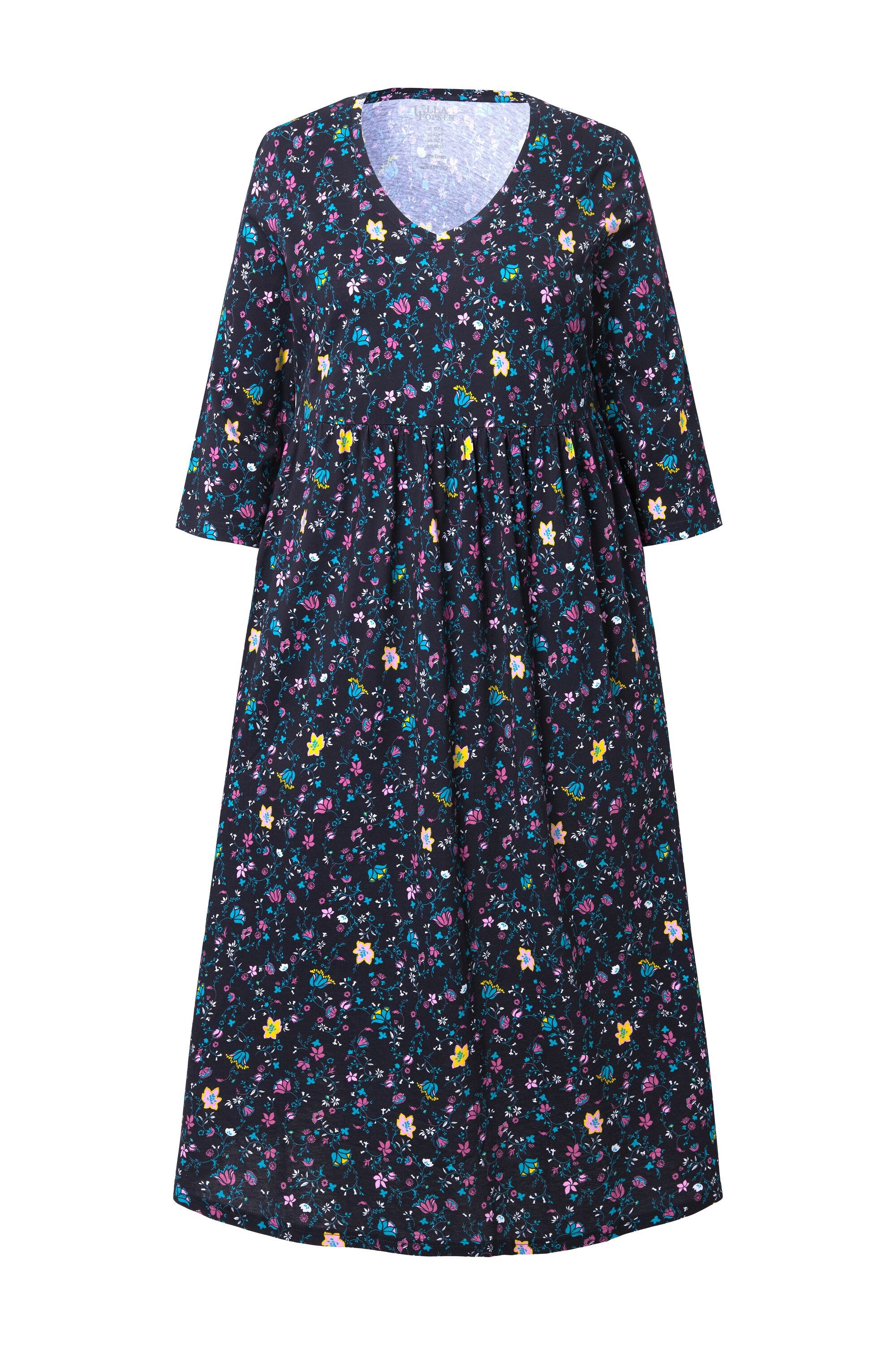 Ulla Popken Maxikleid Jerseykleid Paisleymuster A-Linie V-Ausschnitt günstig online kaufen