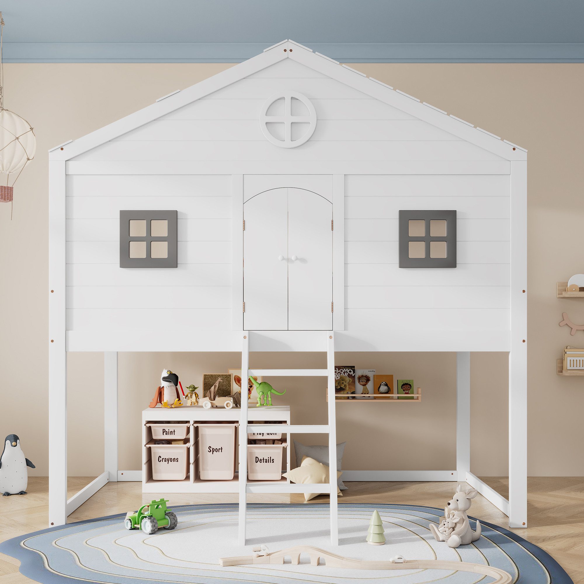 Flieks Etagenbett, Hausbett Kinderbett 90x200cm mit günstig online kaufen