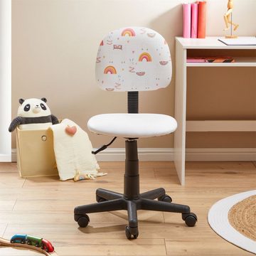 CARO-Möbel Drehstuhl ALPACA, Drehstuhl für Kinder höhenverstellbar mit Kunstleder Bezug weiß