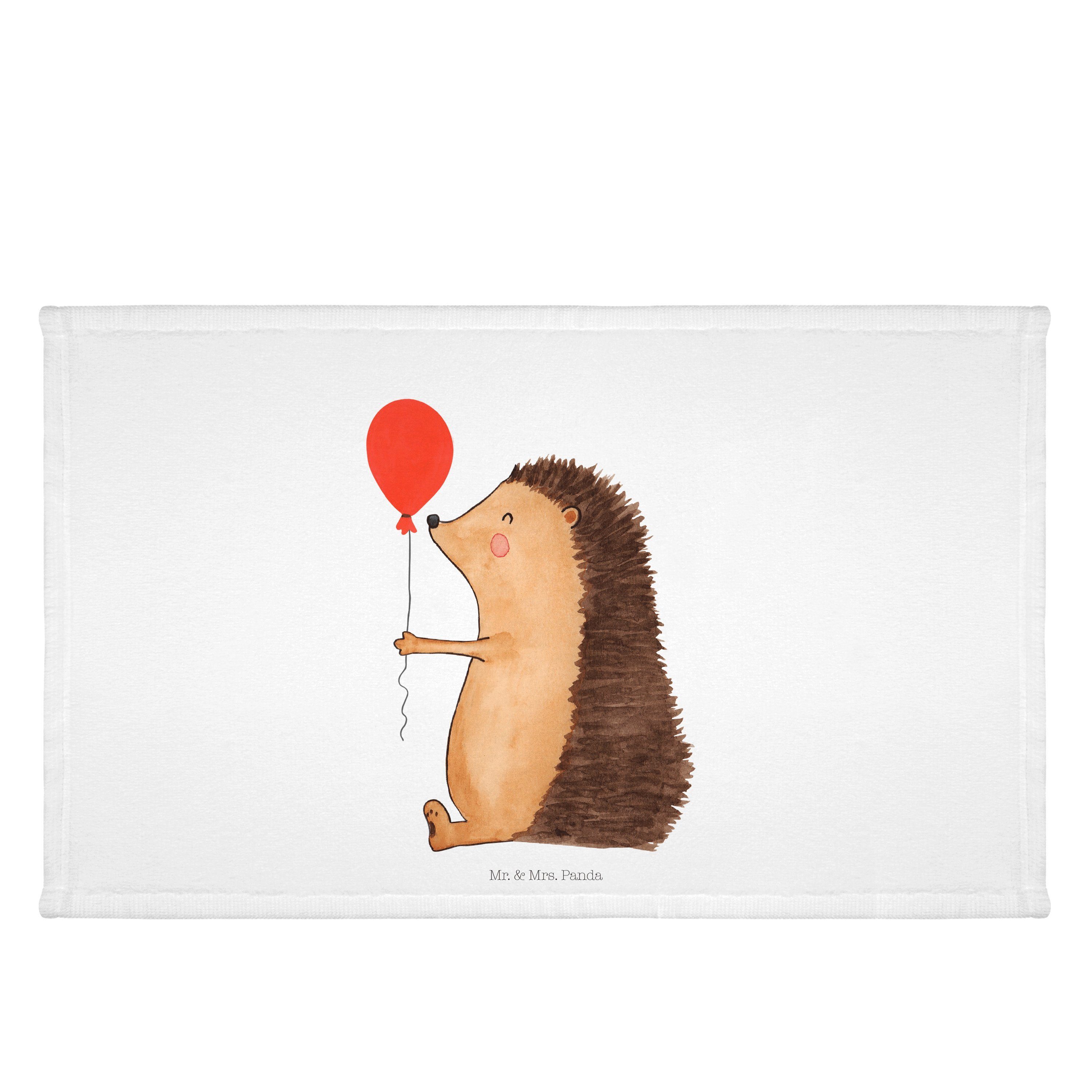 Mr. & Mrs. Panda Handtuch Igel mit Luftballon - Weiß - Geschenk, Kinder Handtuch, Reisehandtuch, (1-St)