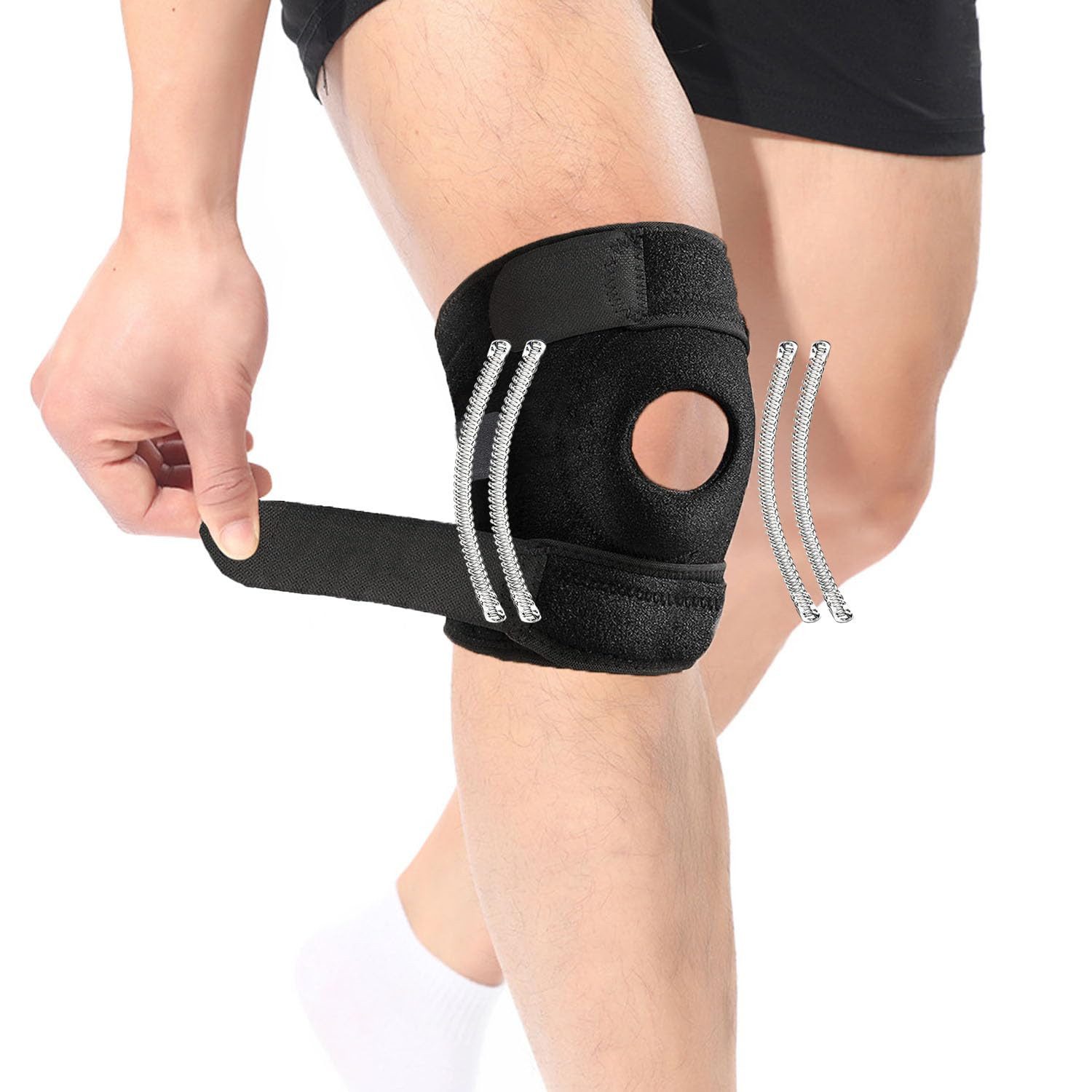 ZEUOPQ Kniebandage Küssen orthopädisches Knie - Sportknee mit Seitenstabilisatoren (Verstellbare Kniebandage für Sportschutz und Genesung, Ideal für Meniskusrisse, Arthritis und allgemeine Knieschmerzen), Schnell trocknendes Kühlgewebe, starker Klettverschluss