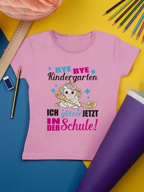 Shirtracer T-Shirt Ich glitzer jetzt in der Schule Einhorn Einschulung Mädchen