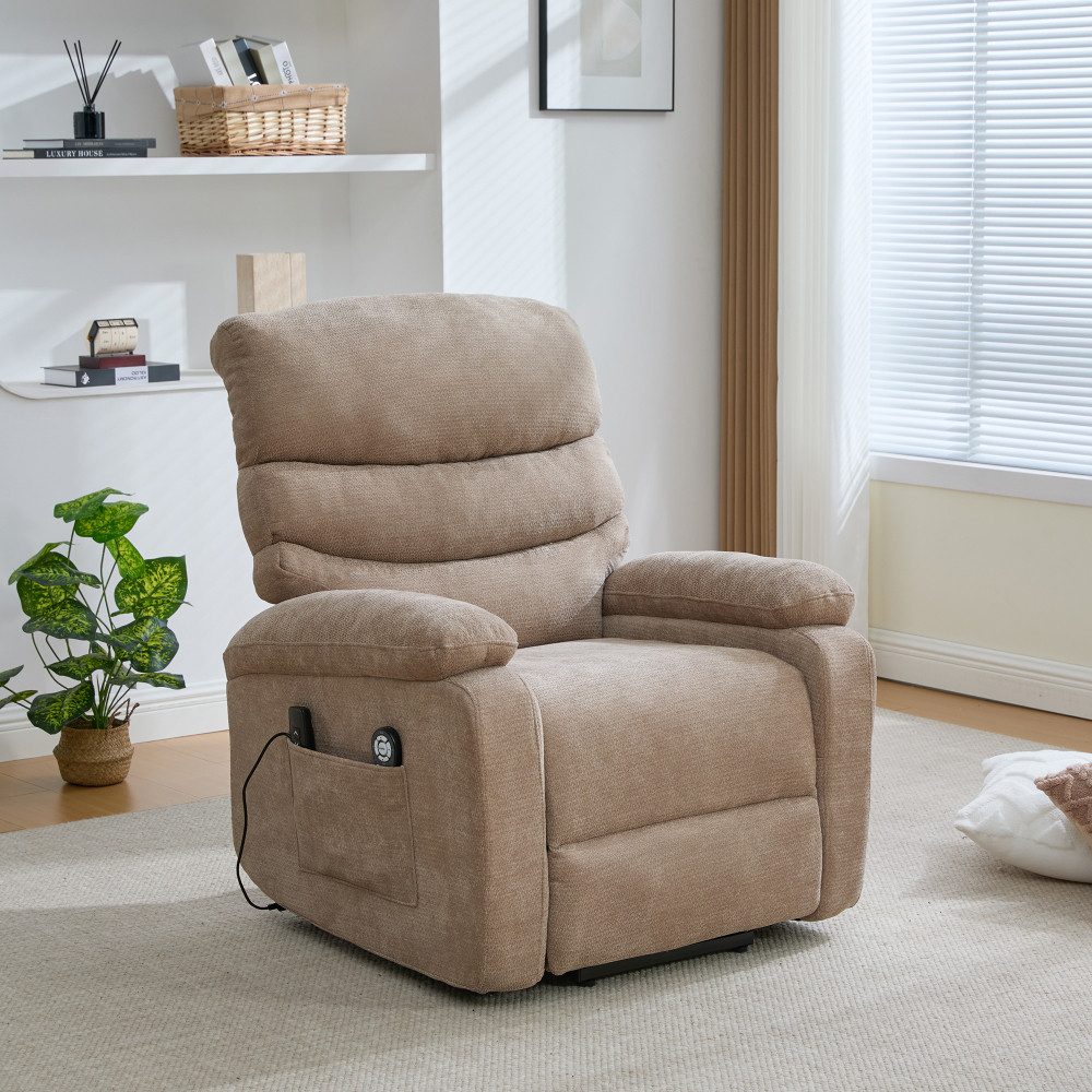 BBWL Massagesessel 89×96×112cm mit, Rückenlehne, Fußstütze und Aufbewahrungstaschen, Elektrischer Relaxsessel mit Massage- und Wärmefunktion