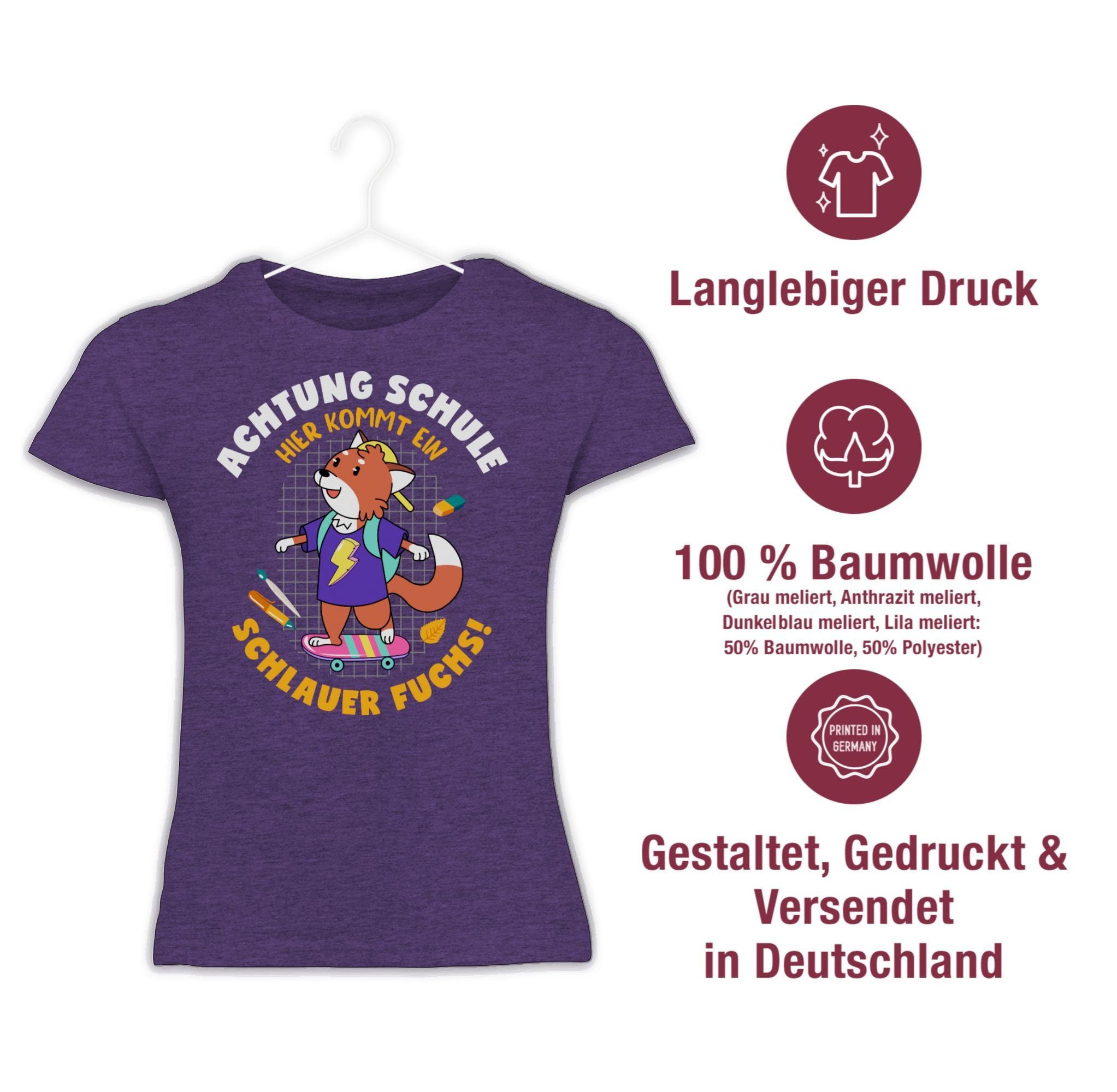 Fuchs Schlauer Meliert T-Shirt 2 Shirtracer Lila Einschulung Mädchen