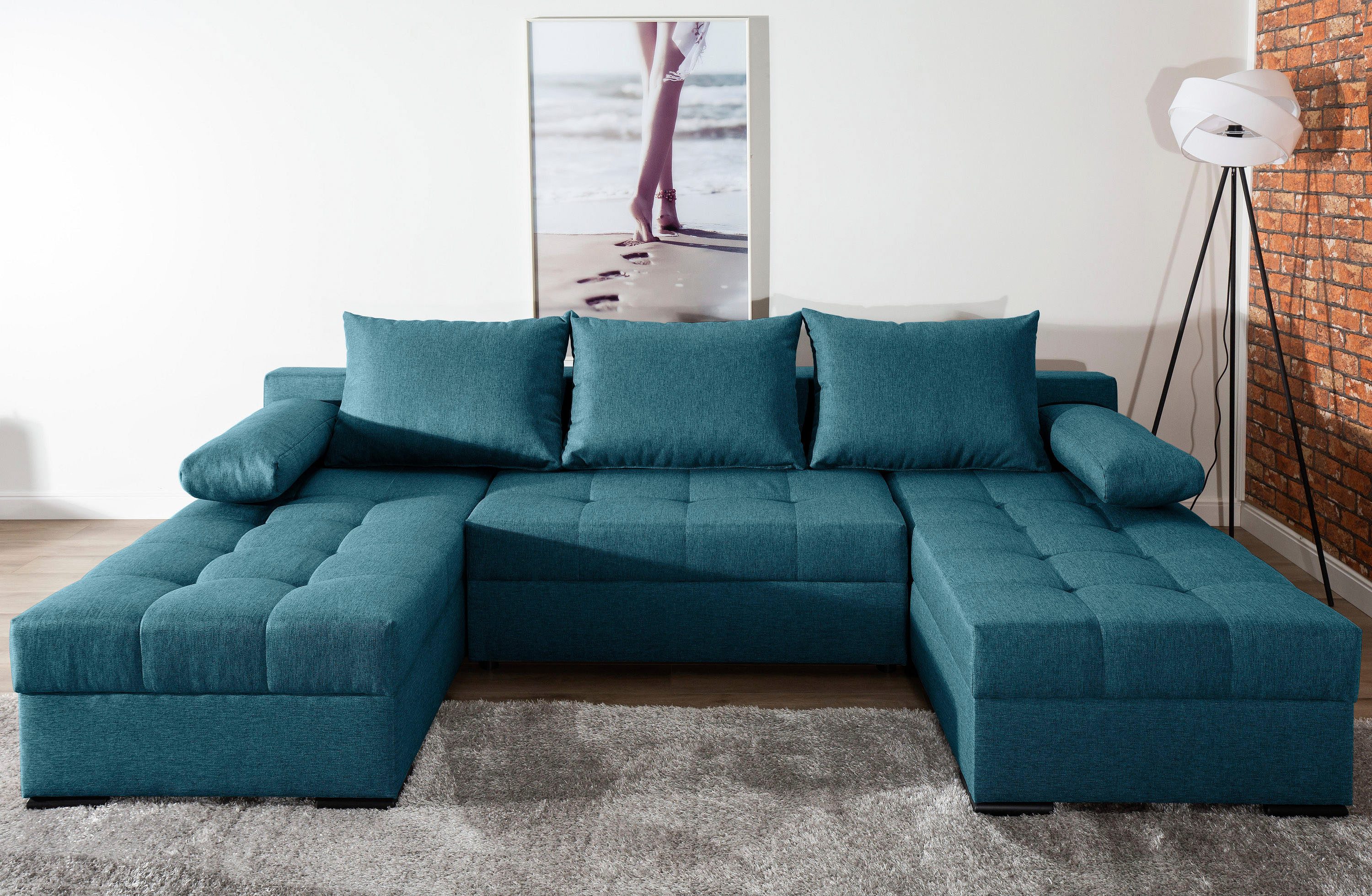 COLLECTION AB Wohnlandschaft Josy U-Form, B: 269 cm, mit Bettfunktion & Bettkasten, Federkern