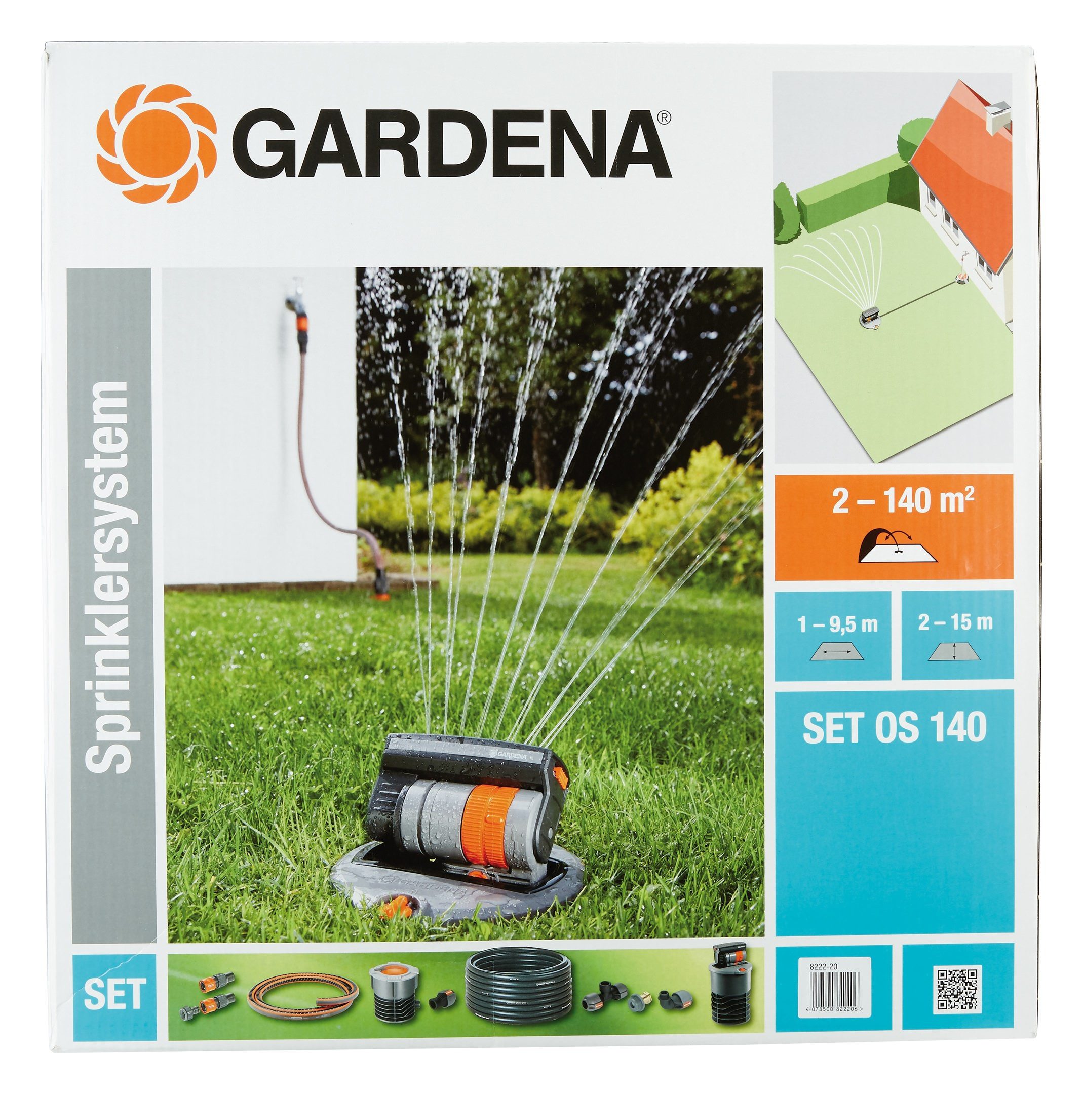 GARDENA Viereckregner, Sprinklersystem Set mit Viereckregner OS140