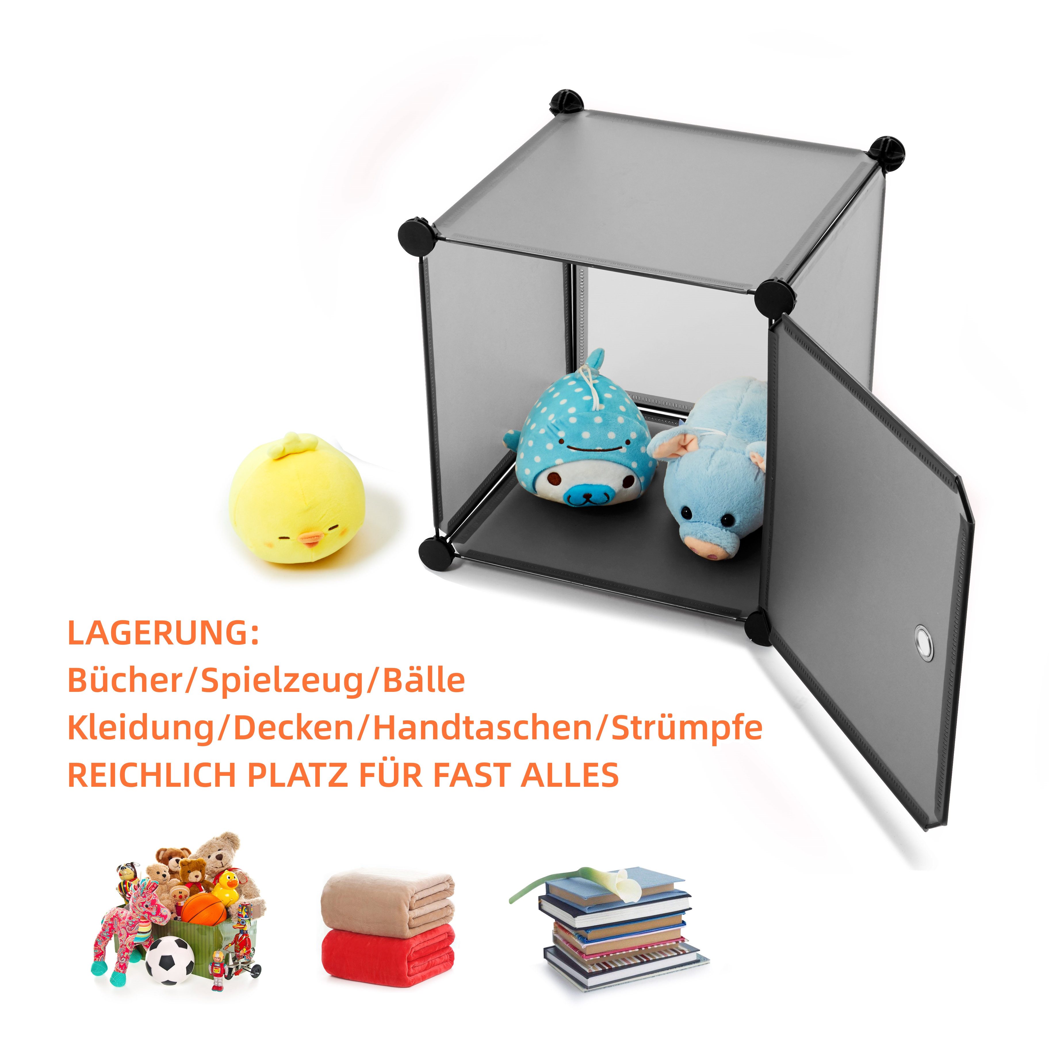 Mondeer Kleiderschrank Steckregal Staub- und Wasserabweisend, mit Tür, mit 2 Kleiderstange – Bild 4 von 5