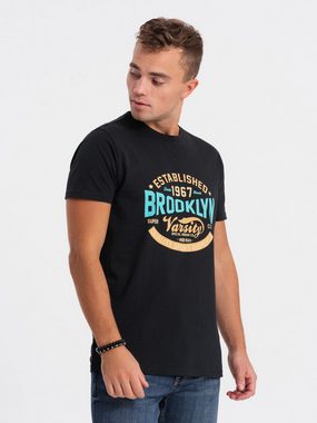 OMBRE Print-Shirt Herren-T-Shirt aus Baumwolle mit College-Aufdruck