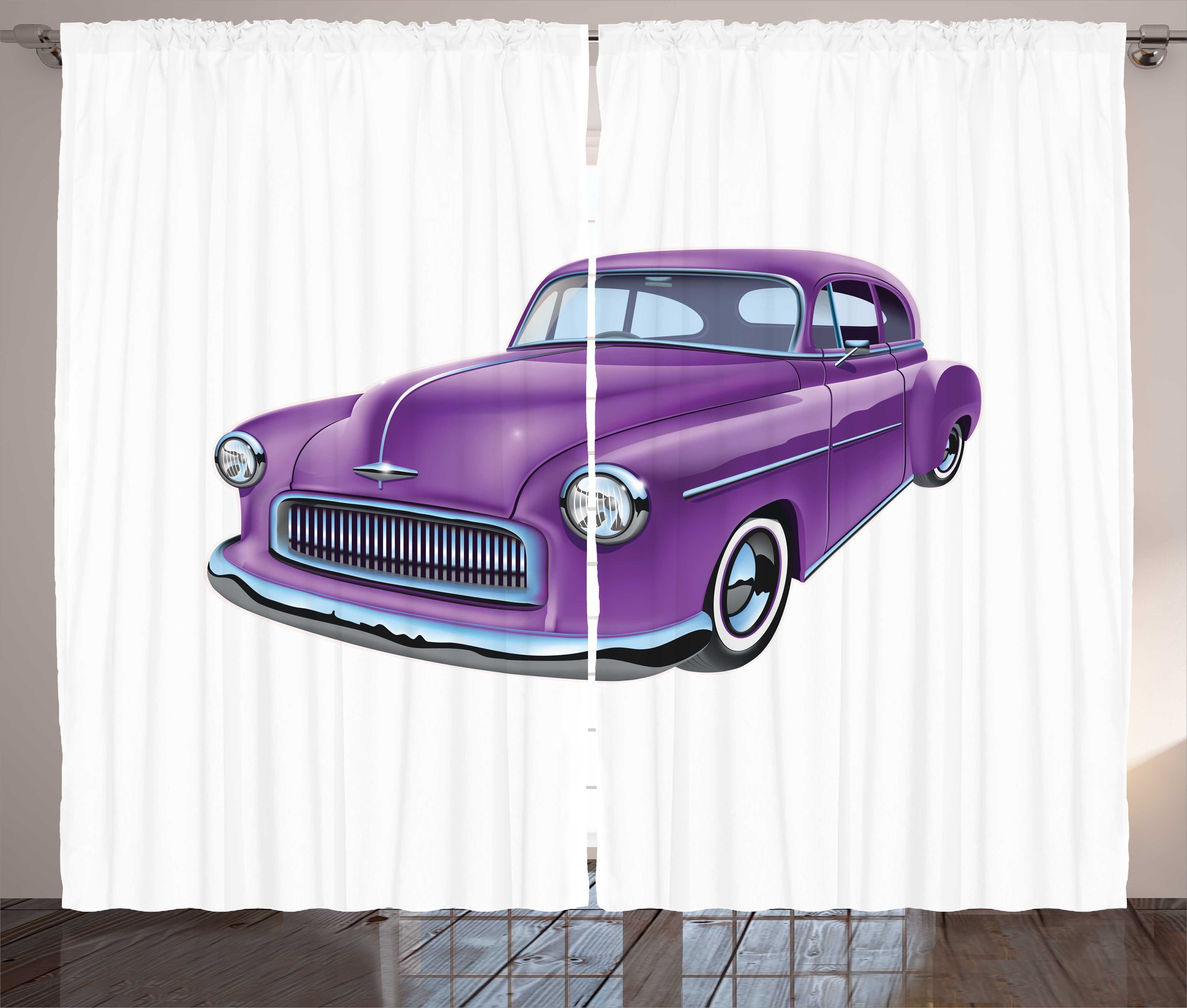 Gardine Schlafzimmer Kräuselband Vorhang mit Schlaufen und Haken, Abakuhaus, Oldtimer Classic American Car