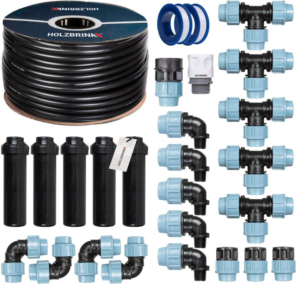 HOLZBRINK Bewässerungssystem HTB-11-5-50 Rasenbewässerung, (Set, Verlegerohr 25 mm), wassersparenden Bewässerung von Rasenflächen
