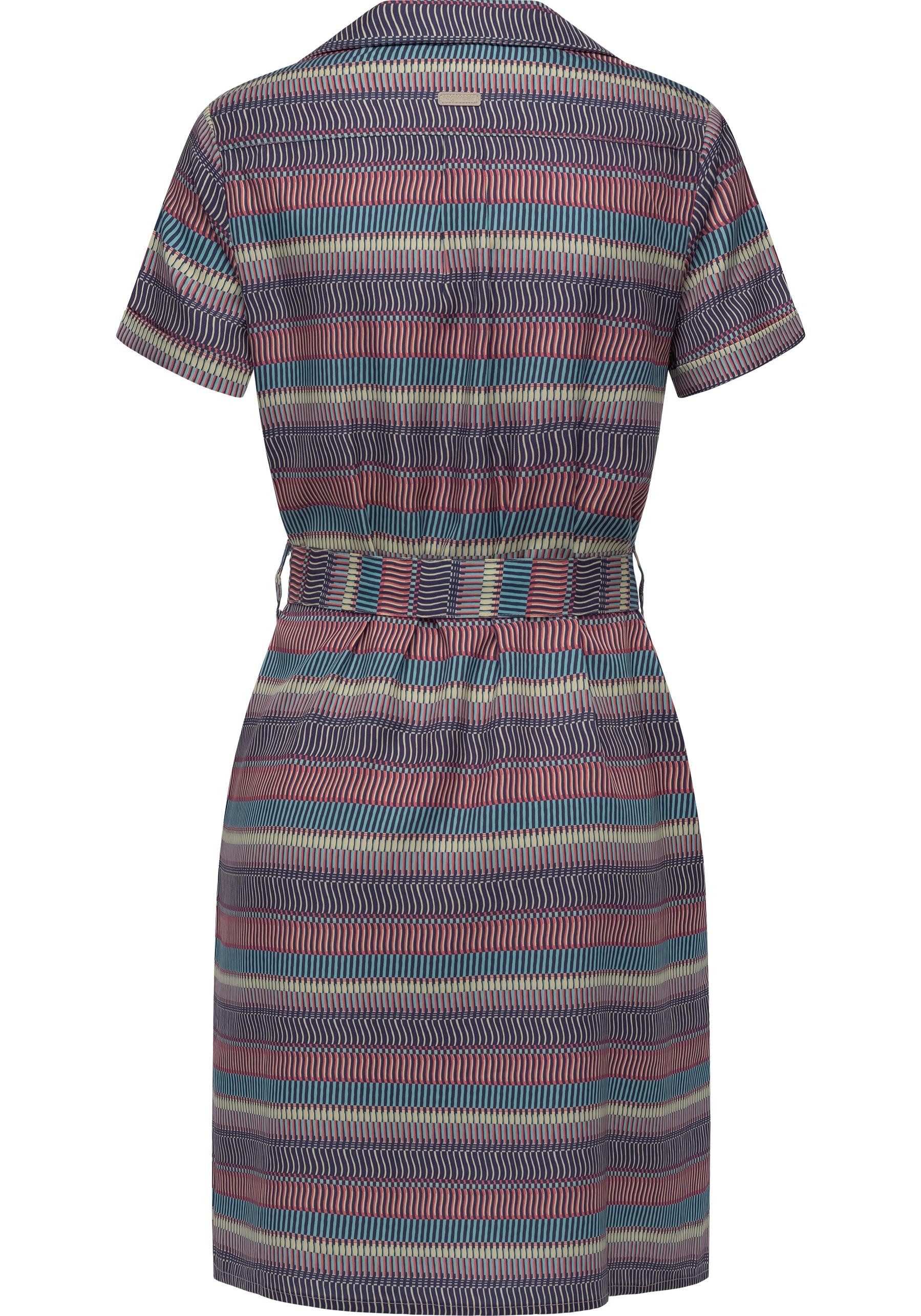 Ragwear Sommerkleid Sawira Gemustertes Midikleid mit Knopfleiste