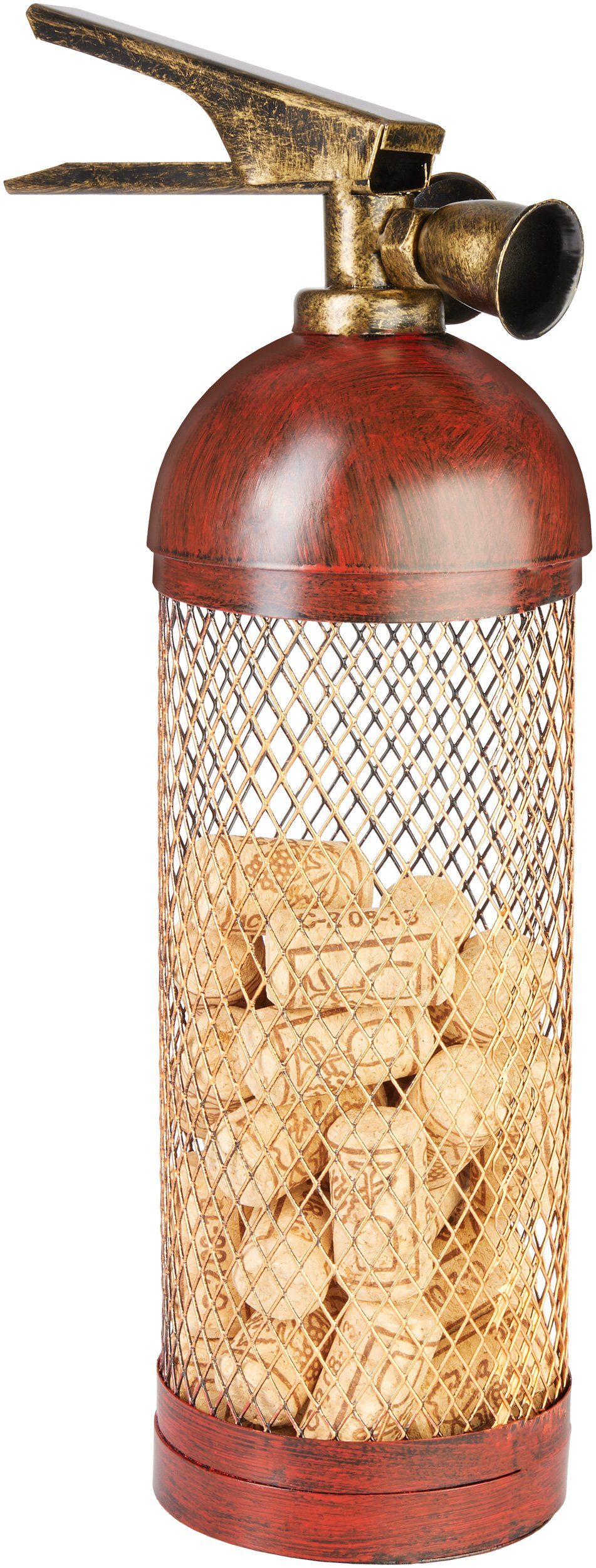 BRUBAKER Dekoobjekt Deko Feuerlöscher - Weinkorken Behälter Korken Sammelbox - Dekoration (1 St), Geschenk für Feuerwehr Feuerwehrmann Feuerwehrfrau