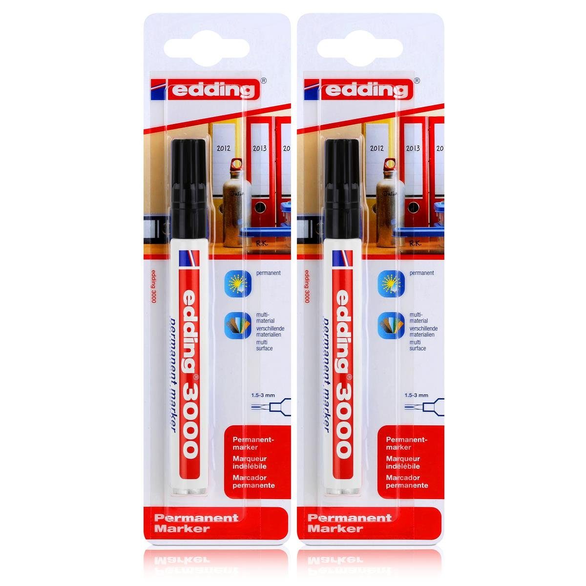 edding Permanentmarker »edding 3000 Permanent Marker schwarz Spitze 1,5 ...