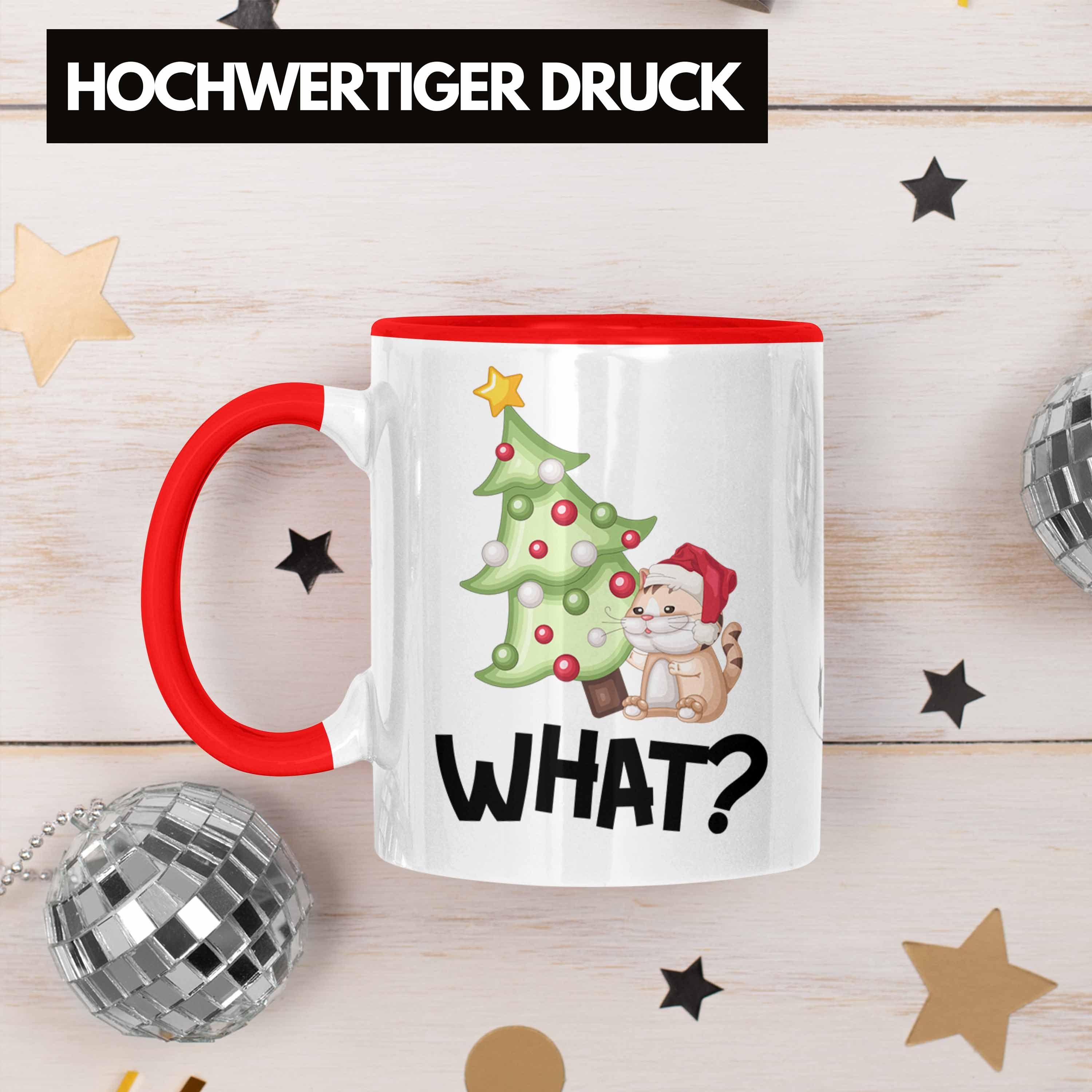 Trendation Tasse Geschenk Lustige W Grafik Rot Katzen-Besitzer Tasse für Katzen Weihnachten