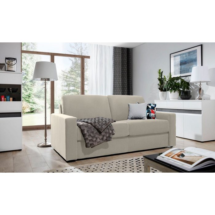 Stylefy 3-Sitzer Frieda Sofa 2-Sitzer mit Bettfunktion frei im Raum stellbar Schaumstoff T18 und T28 Modern Design