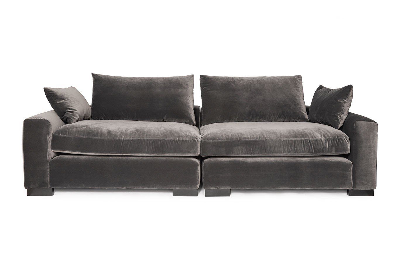 daslagerhaus living Sofa Sofa 4 Sitzer Stoff Veloursamt anthrazit