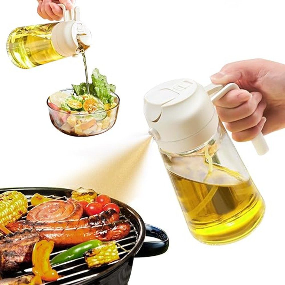 XDeer Menage 2 in 1 Ölsprüher für speiseöl, 470ml Öl Sprühflasche, Ölspray zum, Kochen, Öl Zerstäuber Küche, Ölflasche Perfekt zum Kochen