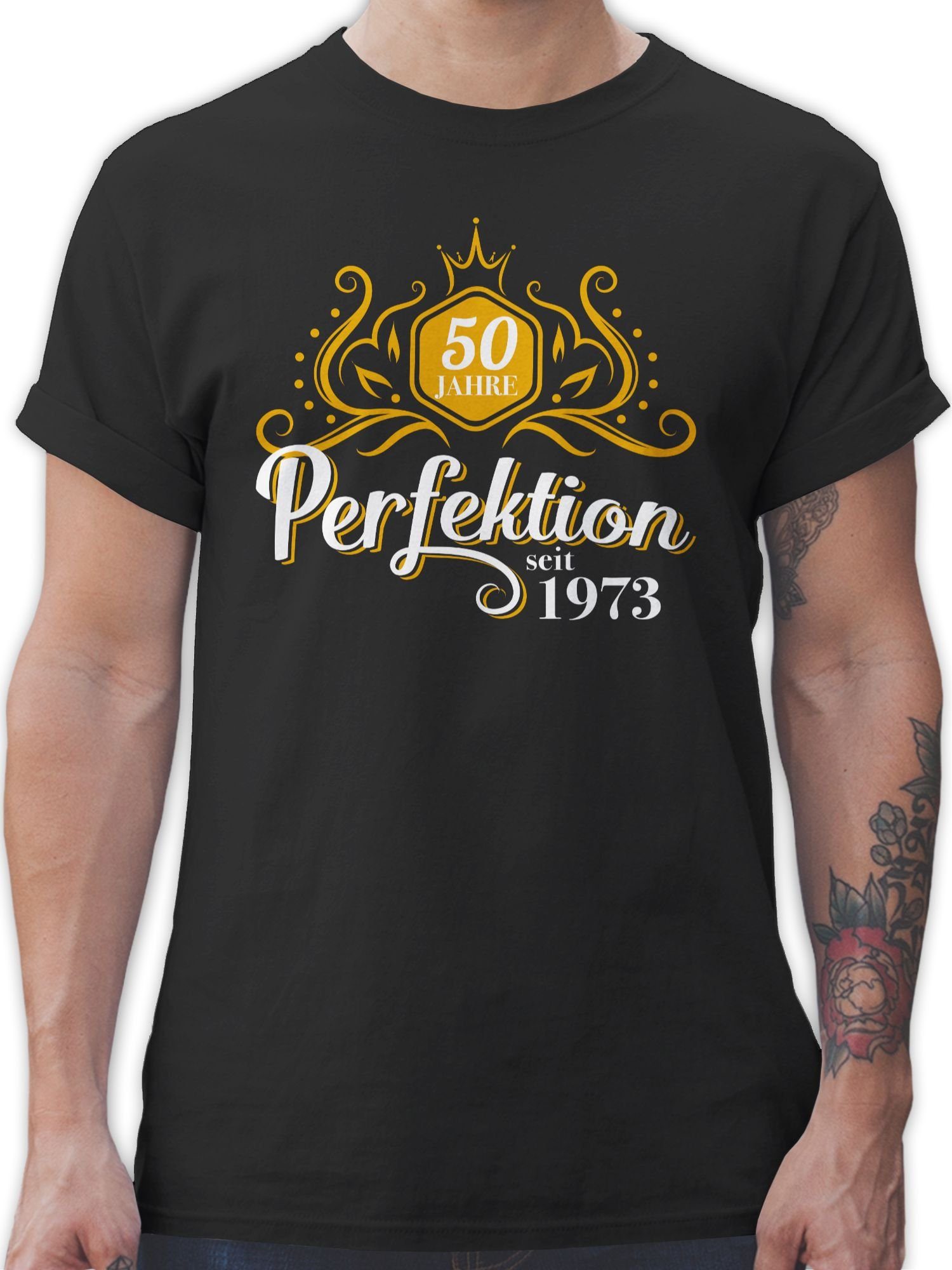 Shirtracer T-Shirt Fünfzig Jahre Perfektion 1973 50. Geburtstag 1 Schwarz