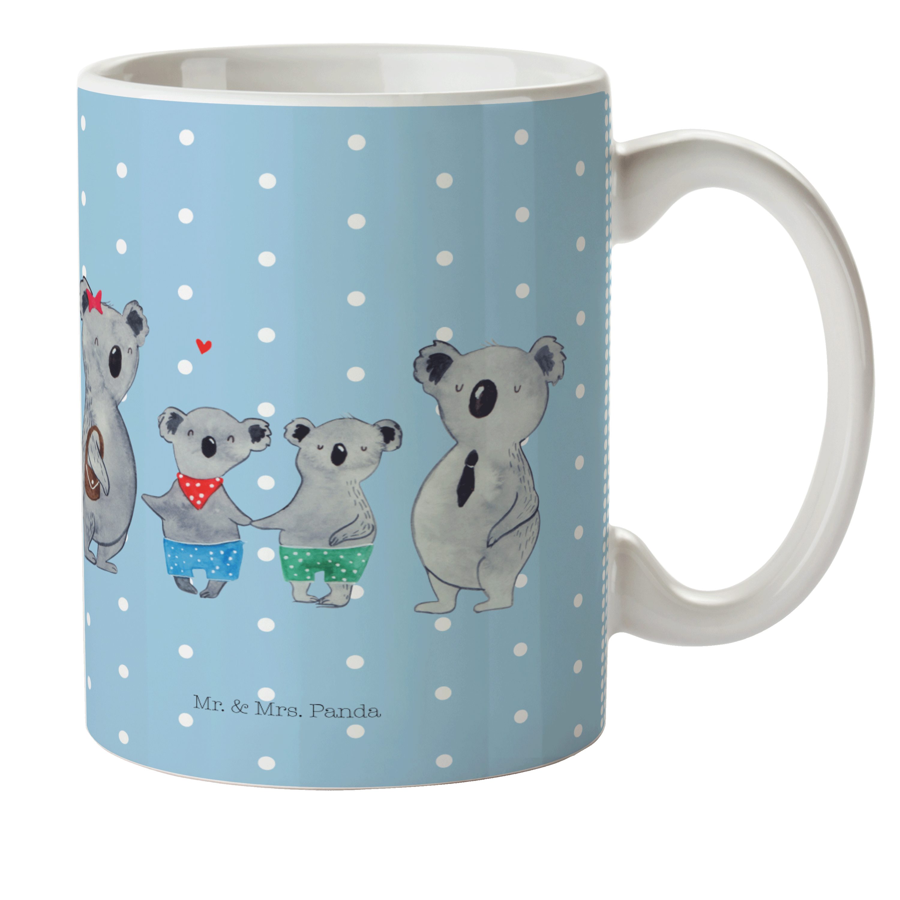 Mr. & Mrs. Panda Kinderbecher Koala Familie zwei - Blau Pastell - Geschenk, Camping Becher, Familie, Kunststoff