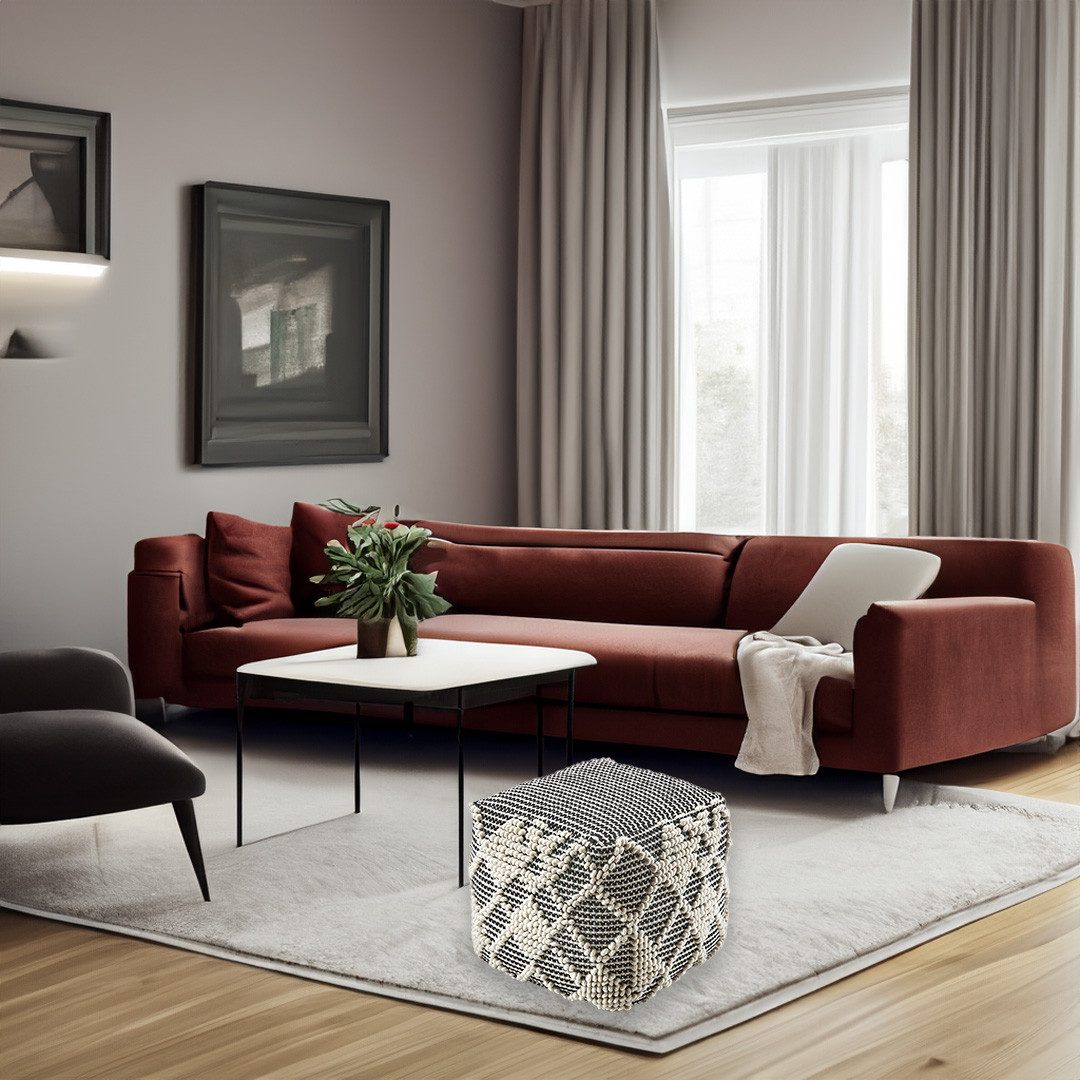 Kobolo Sitzwürfel Sitzpouf Pouf RAJA aus Baumwolle - mit Muster (1 Stück) günstig online kaufen