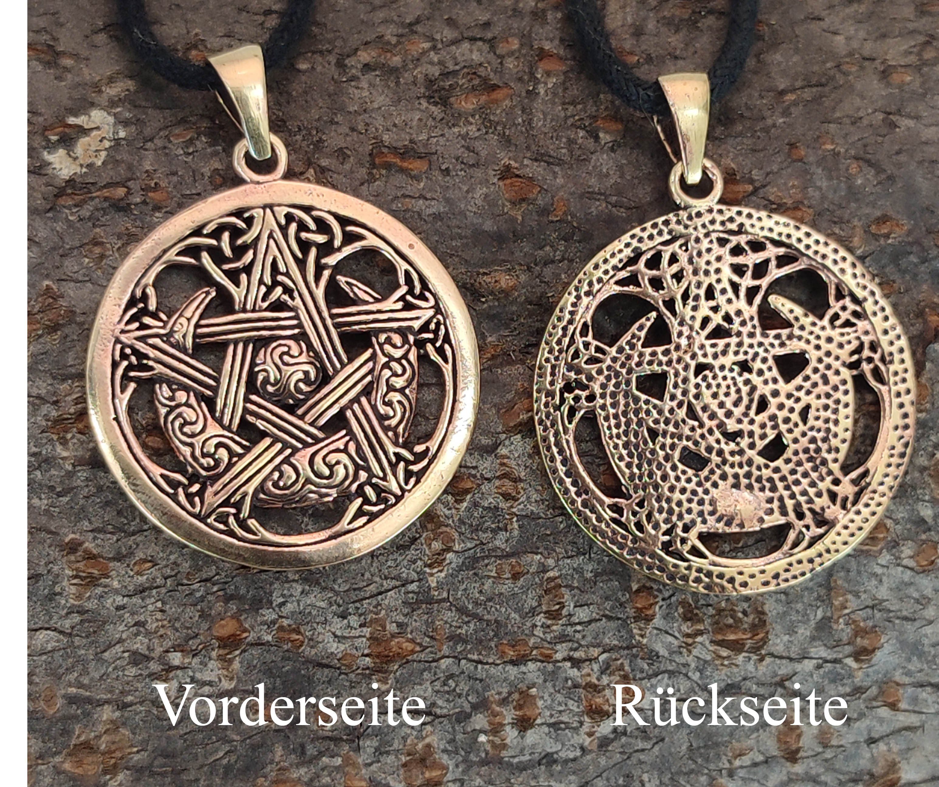 Kiss of Leather Kettenanhänger Pentagramm Schutz Pentagram Magie Schutzamulett Anhänger Bronze Nr.162