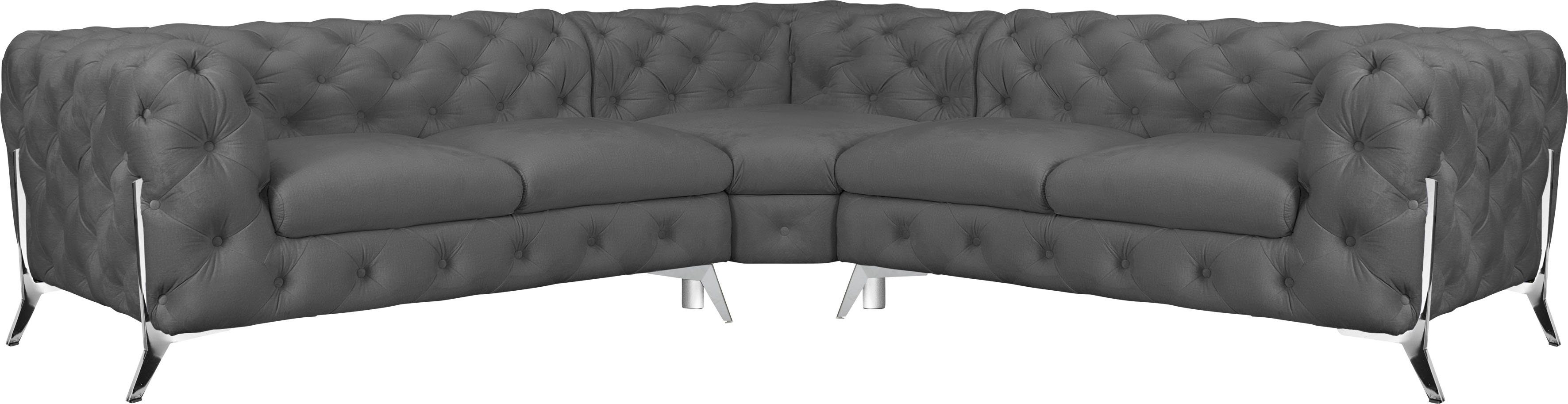 Home affaire Chesterfield-Sofa Amaury L-Form, Chesterfield-Optik, Breite/Tiefe je 262 cm, Fußfarbe wählbar