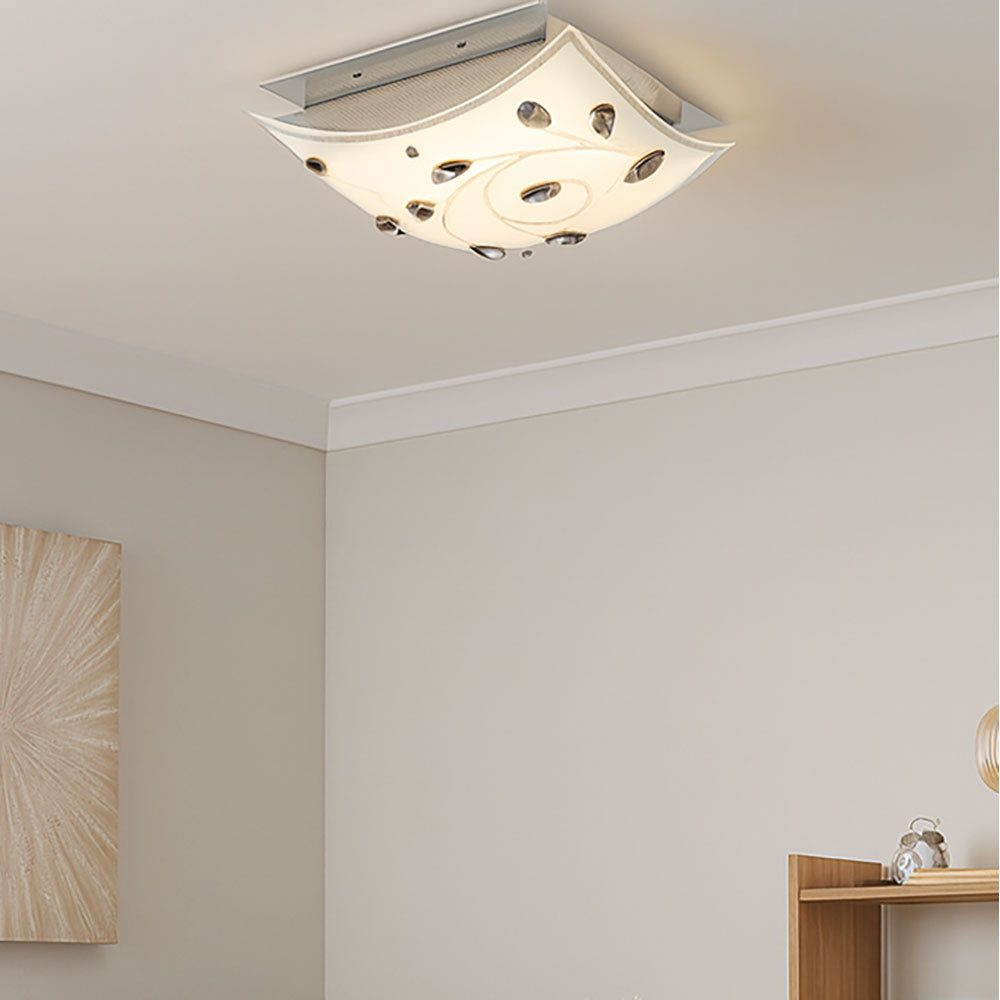 Esto LED Wandleuchte, LED-Leuchtmittel fest verbaut, Warmweiß, Deckenlampe Glas Kristallleuchte Wohnzimmer quadratisch Deckenleuchte