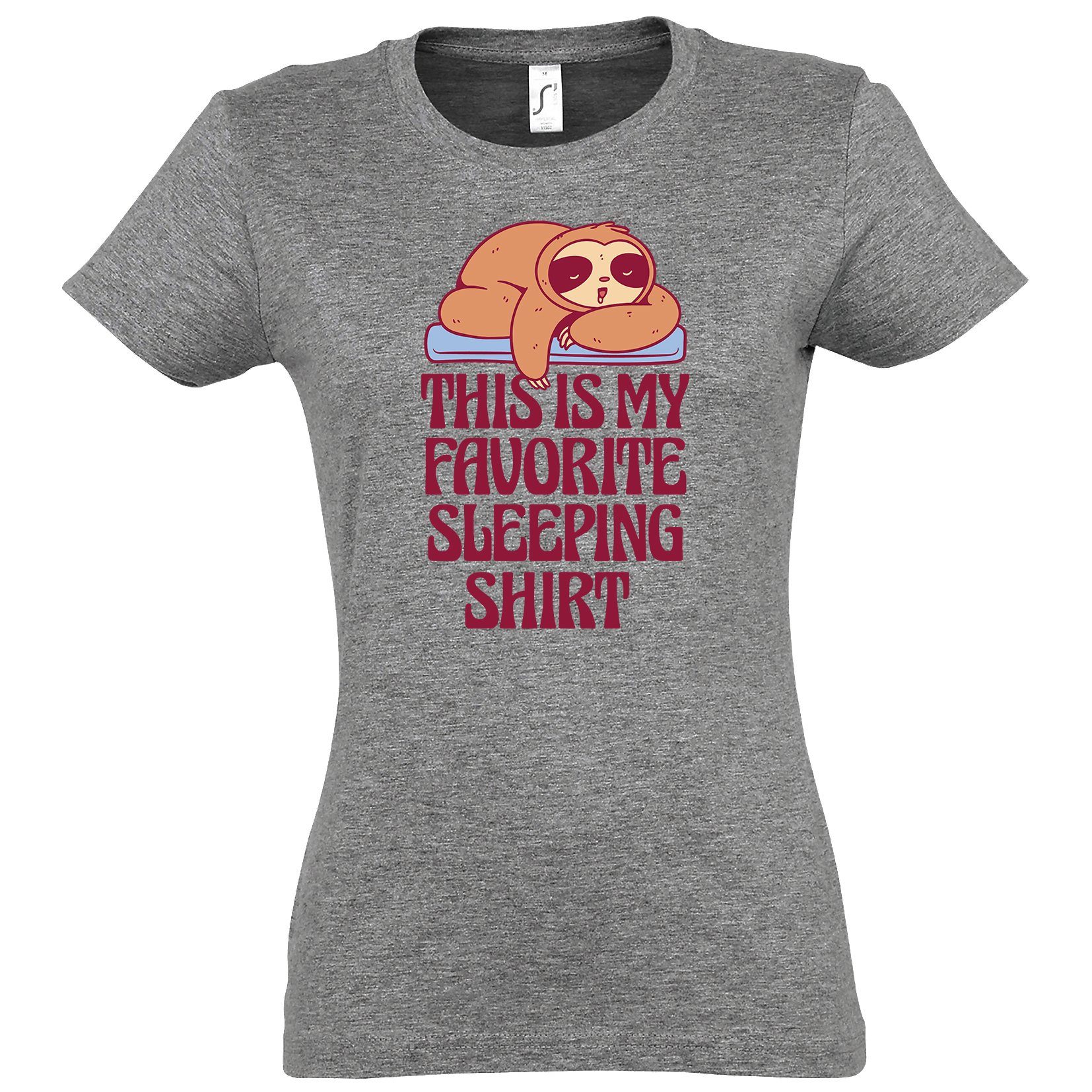 mit T-Shirt My Designz Youth süßem Damen Grau Sleeping Frontprint Favorite Shirt
