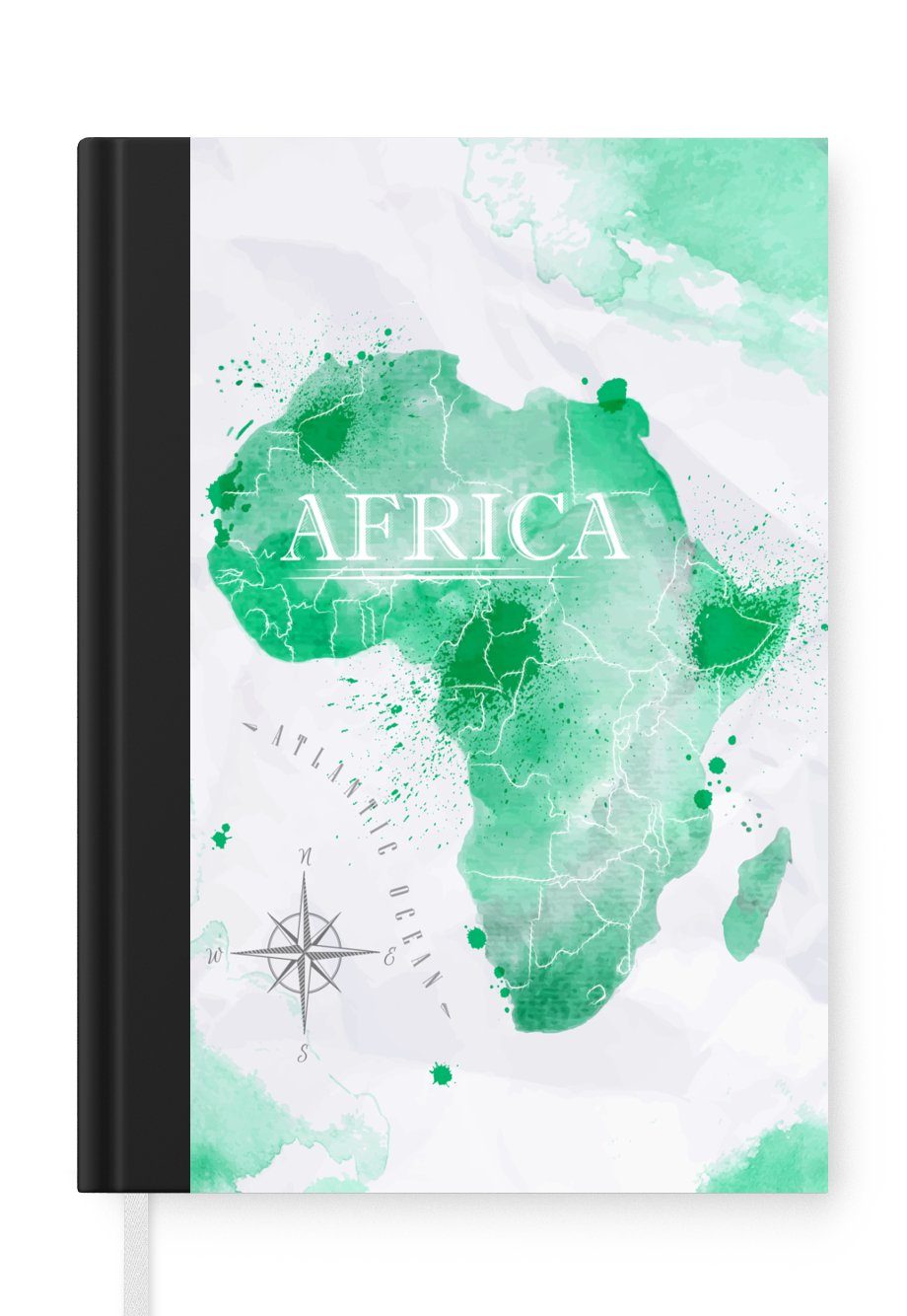 MuchoWow Notizbuch Afrika - Weltkarte - Aquarell, Journal, Merkzettel, Tagebuch, Notizheft, A5, 98 Seiten, Haushaltsbuch