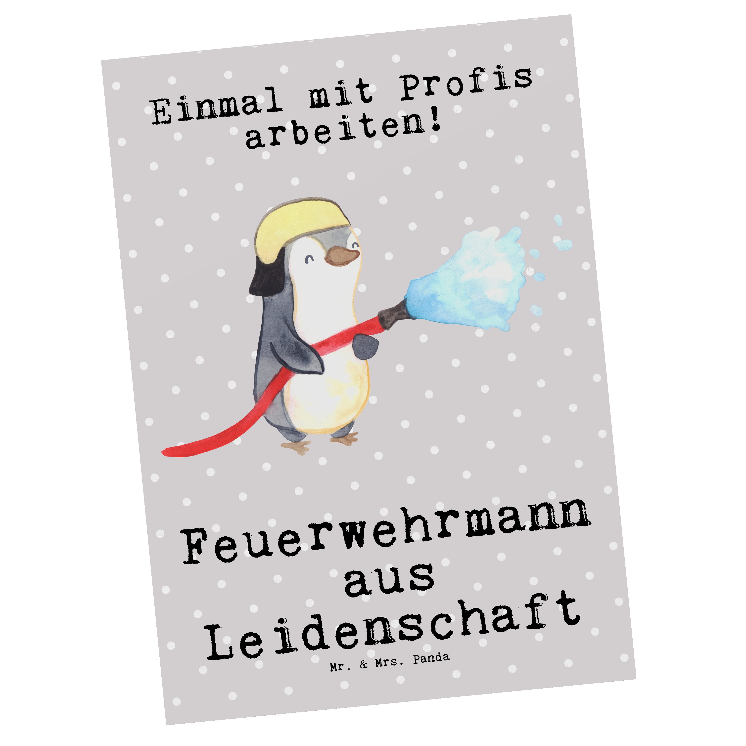 B Pastell - Grau Feuerwehrmann Mr. Geschenk, Kollegin, - aus Postkarte & Leidenschaft Panda Mrs.