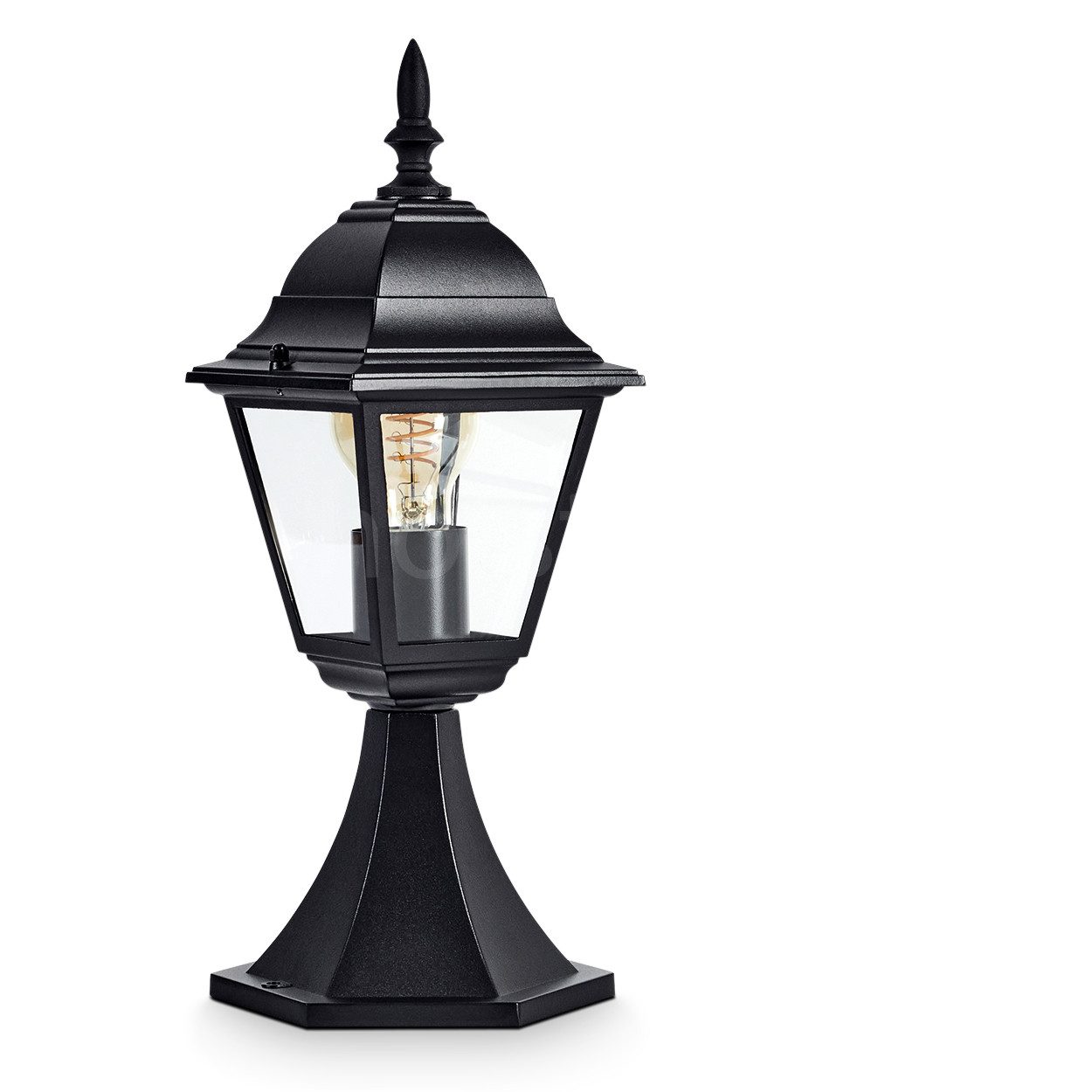 hofstein Pollerleuchte »Quartucciu« Außenlampe aus Metall/Glas in Schwarz/Klar, ohne Leuchtmittel, Retro/Vintage Gartenlampe 40cm, Wegeleuchte, Terrasse/Hof m. E27, IP44
