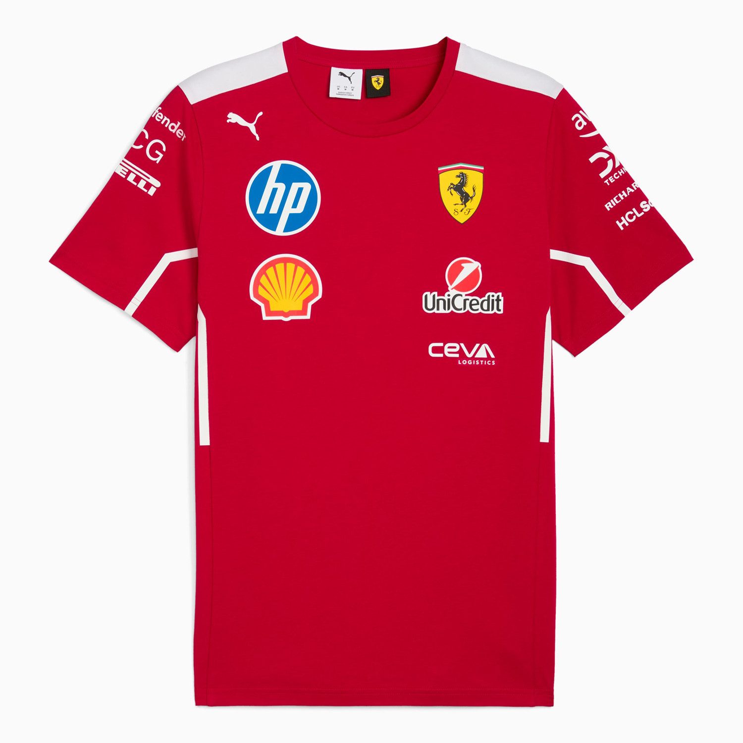 Scuderia Ferrari T-Shirt Scuderia Ferrari Puma Team Shirt 2025 Sponsorenslogos hinten und vorne