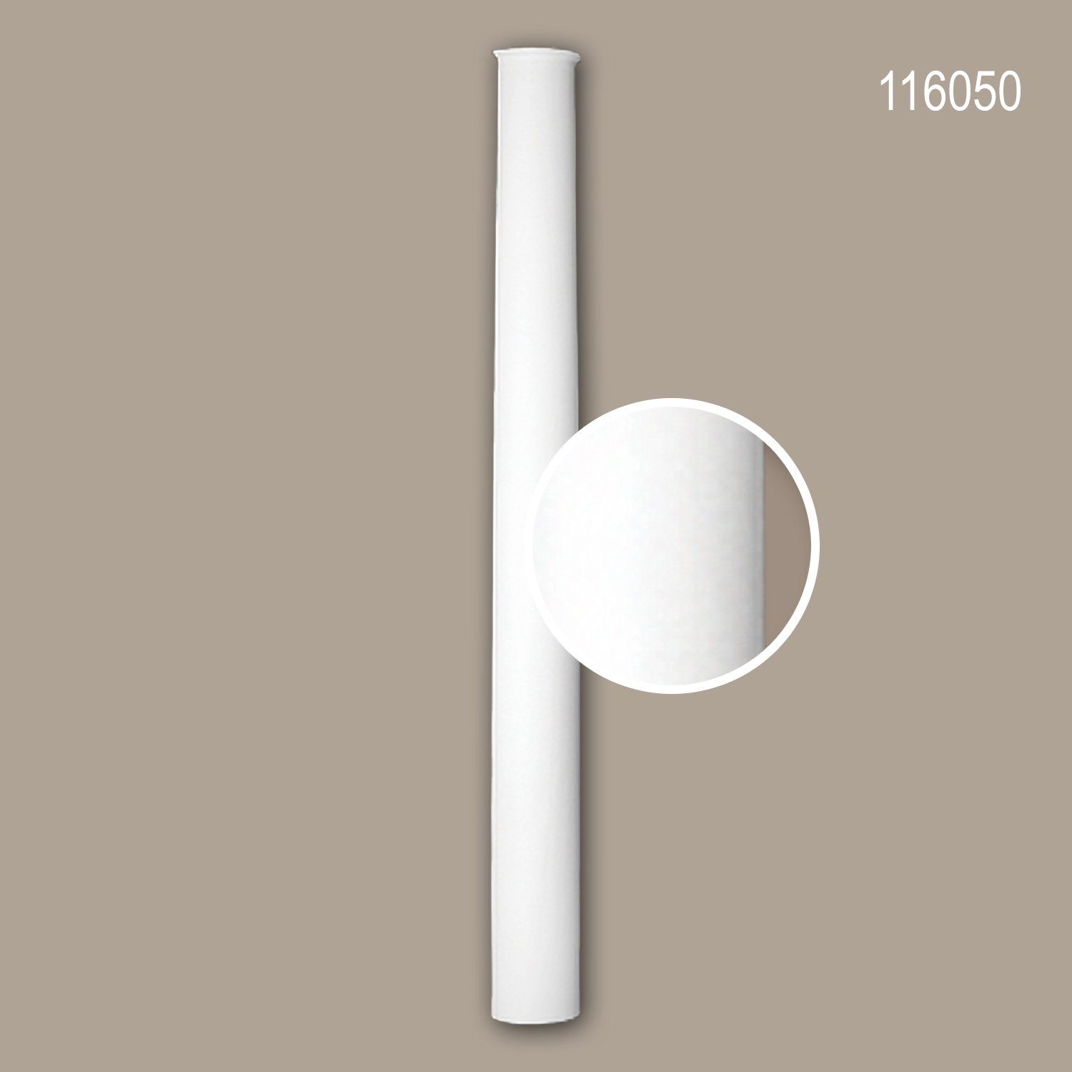Profhome Wanddekoobjekt 116050 (Halbsäulen Schaft, 1 St., Säule, Zierelement, Stucksäule, Dekosäule), weiß, vorgrundiert, Stil: Neo-Klassizismus
