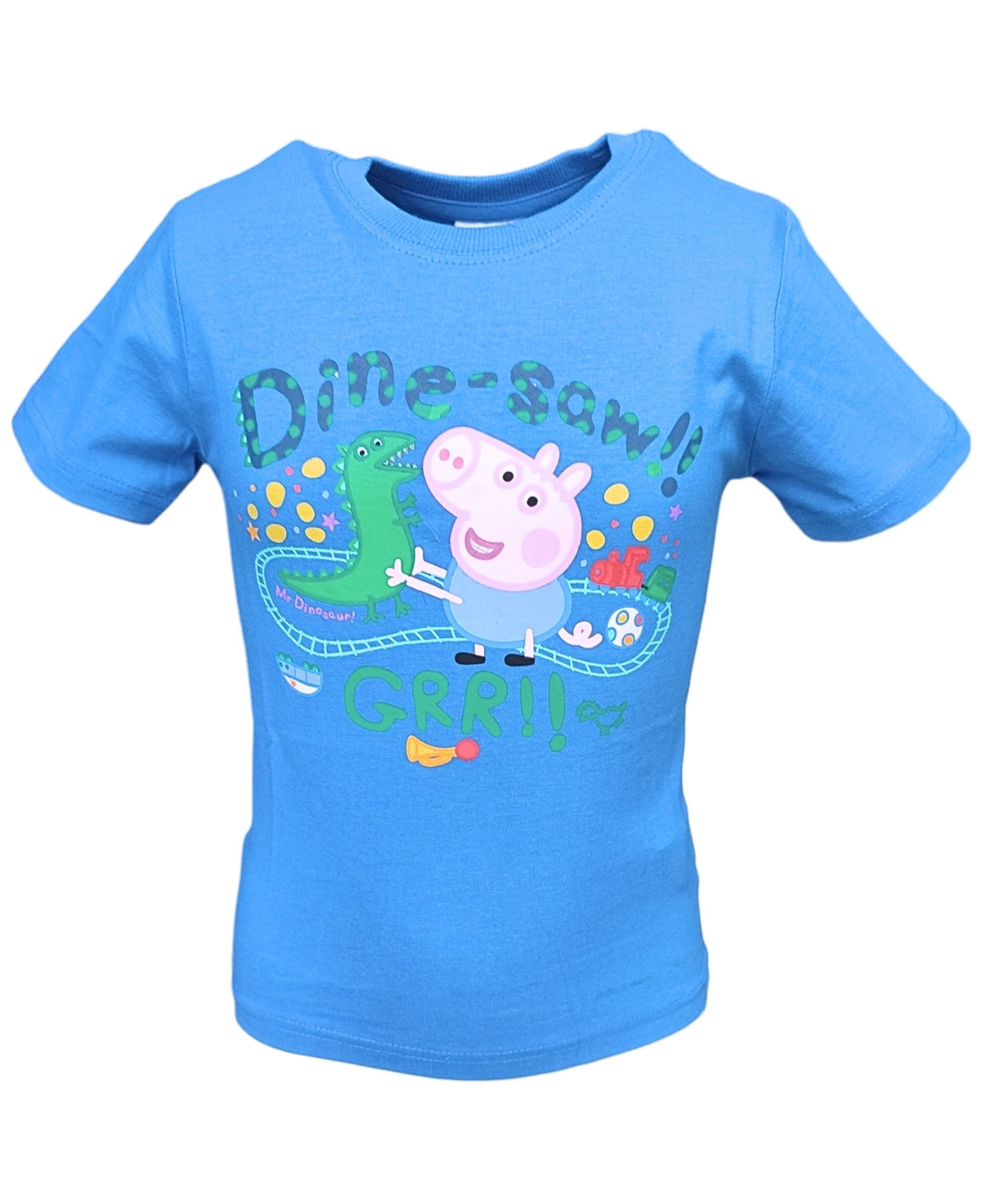 Peppa Pig T-Shirt Schorsch & Sausier Jungen Kurzarmshirt aus Baumwolle Gr. 92- 116 cm