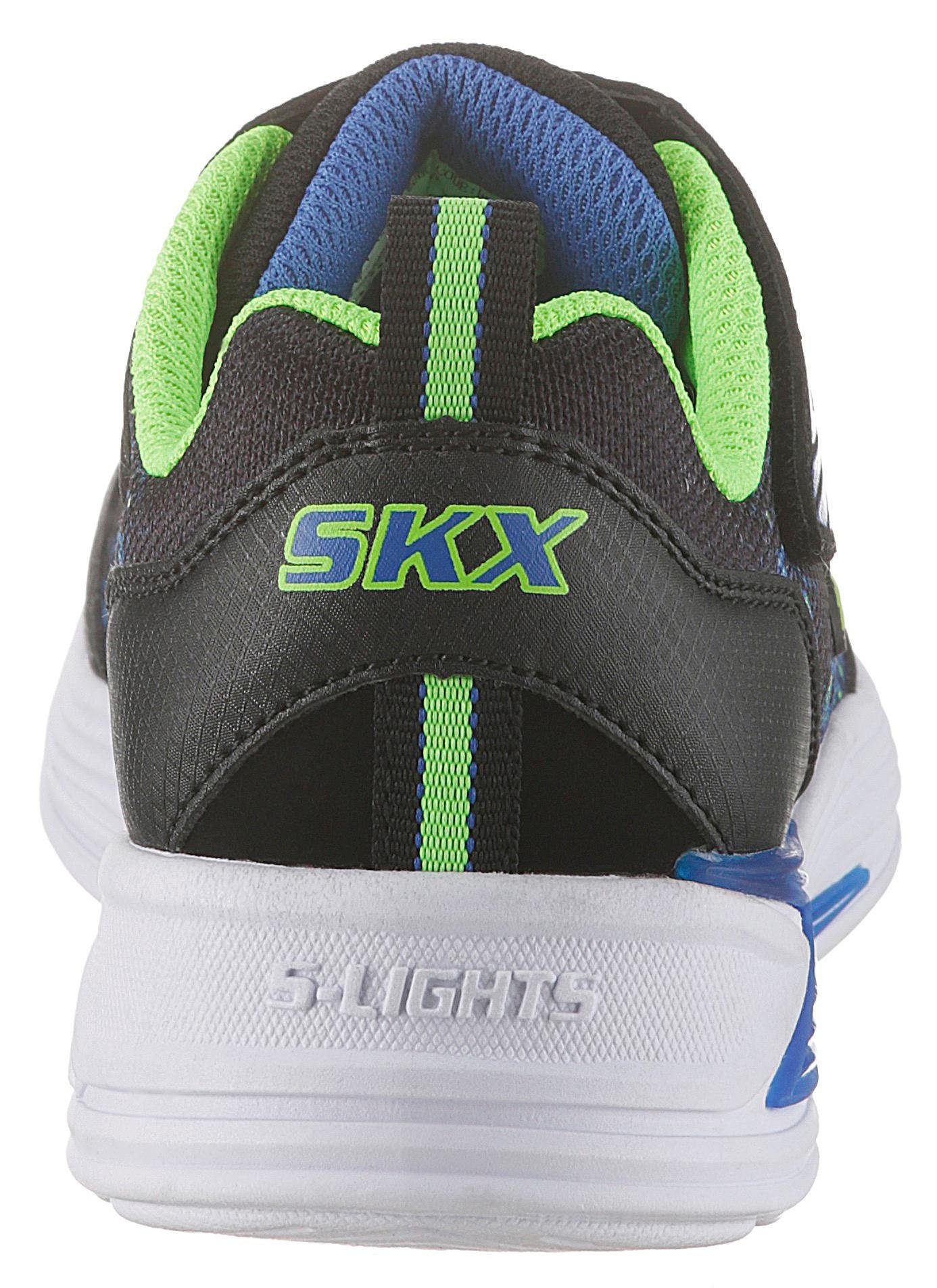 Erupters schwarz-grün-blau Sneaker und Kids III Blinkschuh Klettverschluss Skechers Gummiband mit