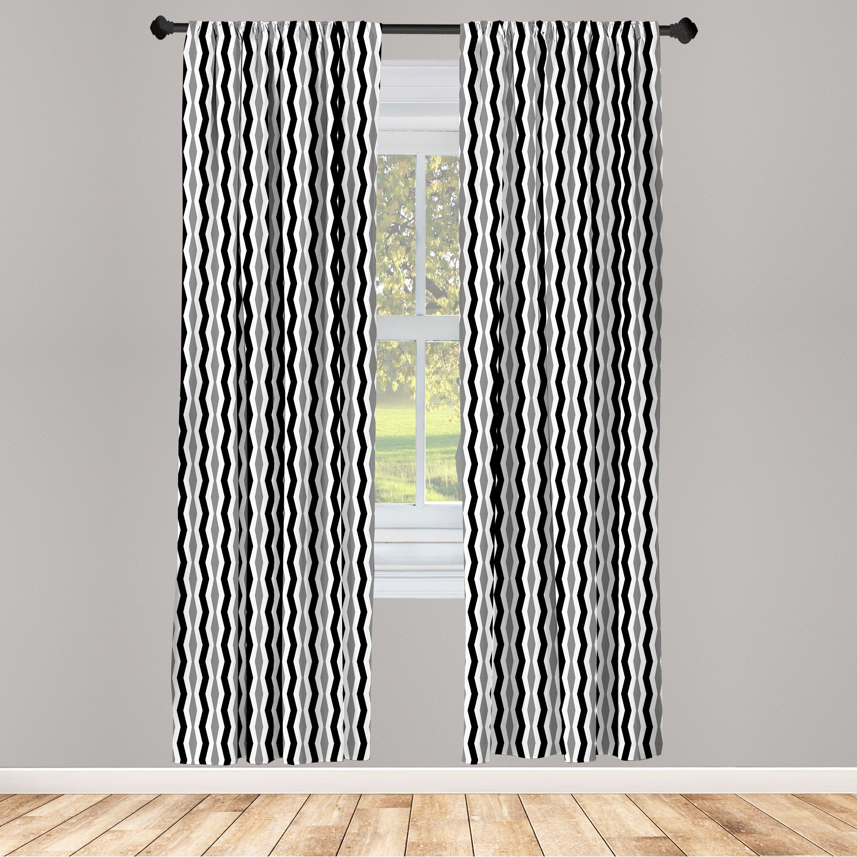 Gardine Vorhang für Wohnzimmer Inspired Microfaser, Folge Zickzacke gewonnen Abstrakt Dekor, Abakuhaus, Schlafzimmer