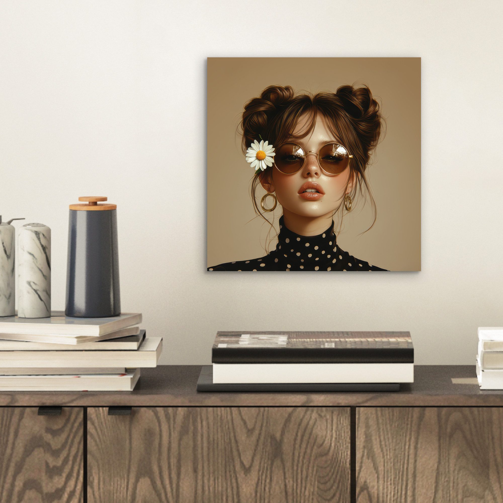 MuchoWow Metallbild Frau - Beige - günstig online kaufen