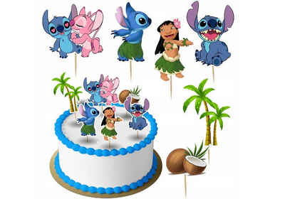 Festivalartikel Tortenstecker Lilo & Stitch Topper Set 6 Stk Geburstag Torten Deko Kuchen Junge