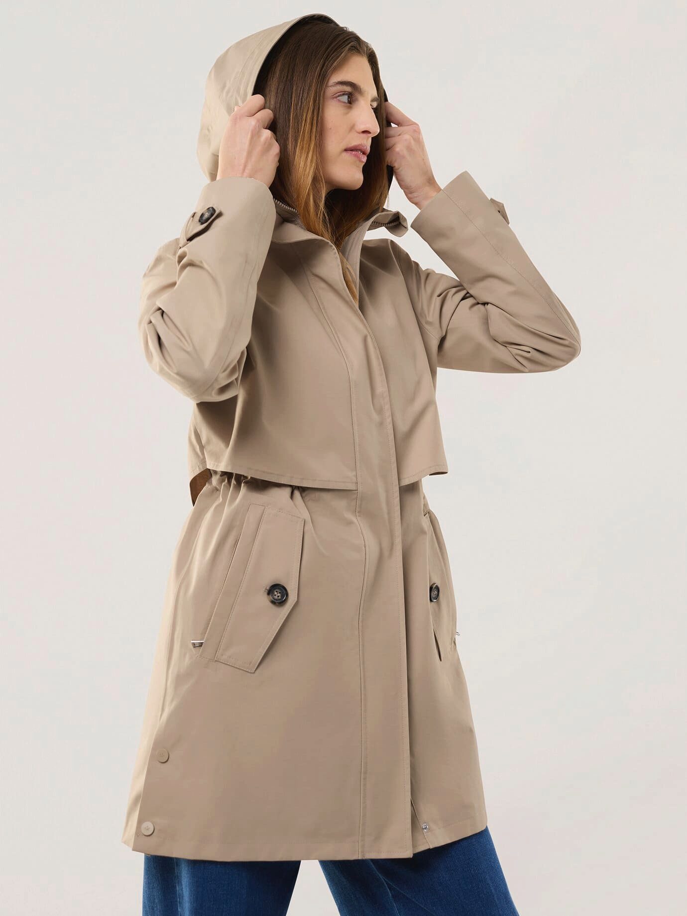 Walbusch Funktionsjacke Damen Aquastop Trench Stehkragen, knitterarm, atmungsaktiv