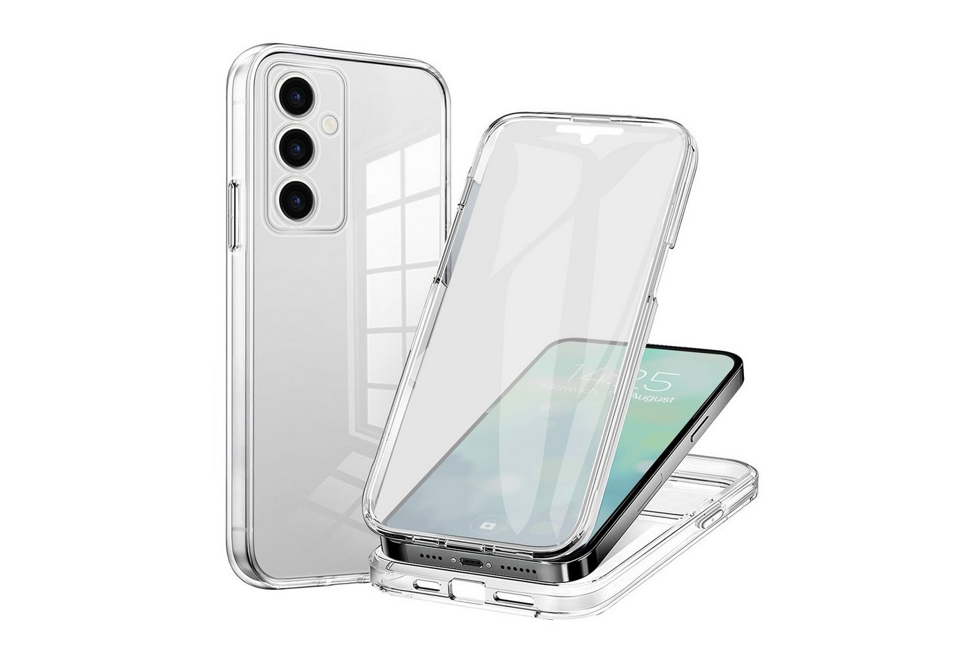 Tec-Expert Handyhülle 360 Grad Hülle für Samsung Galaxy S23 6.1 Zoll, 6.1", Rundum Schutz Cover Case Hülle Transparent