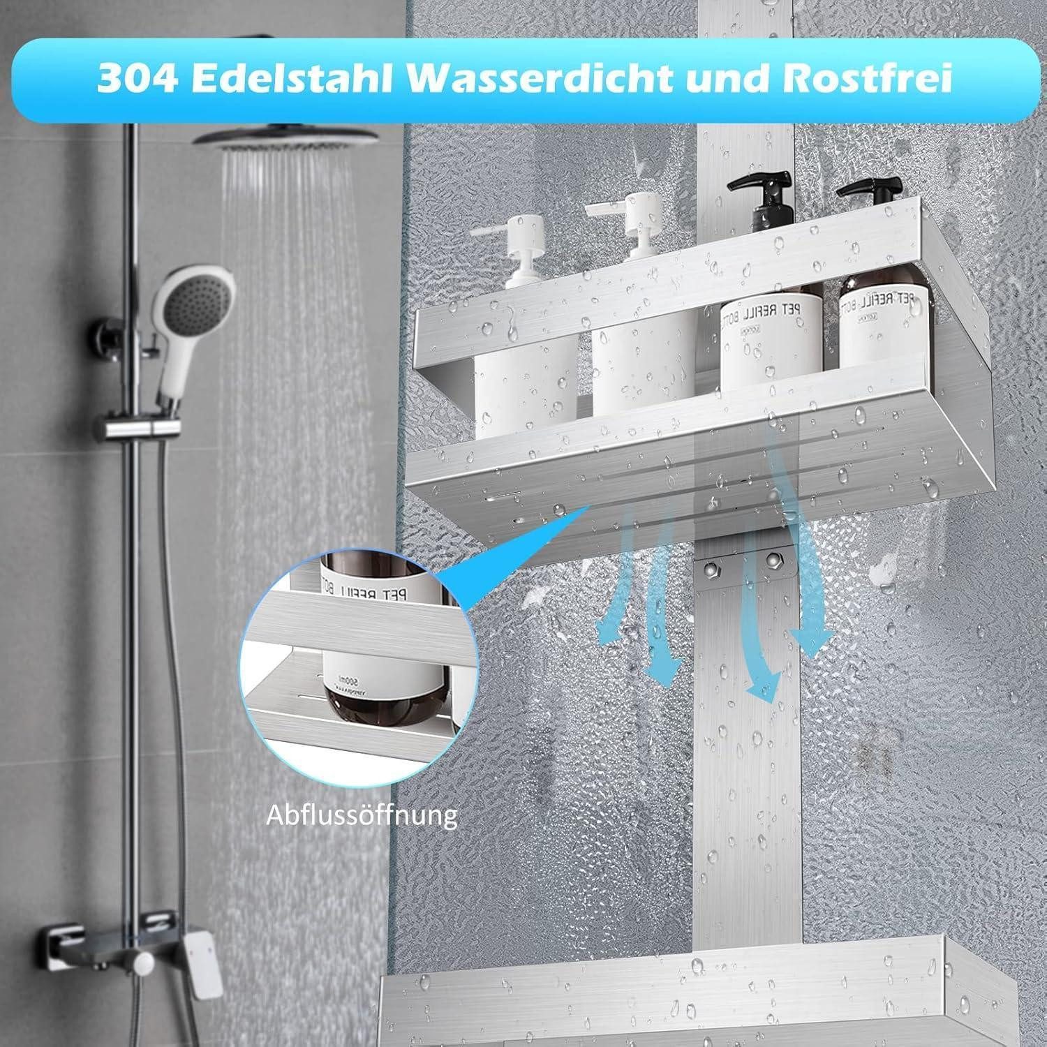 LuxusKollektion Duschregal Duschablage Edelstahl SUS304 Hängend für Glastür ohne Bohren (Stil A – Bild 3 von 5