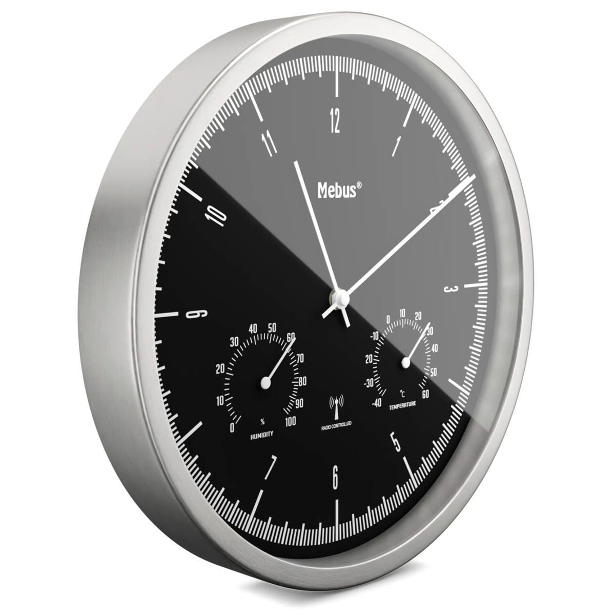 Mebus Wecker 19777 Funkwanduhr mit Thermo-Hygrometer